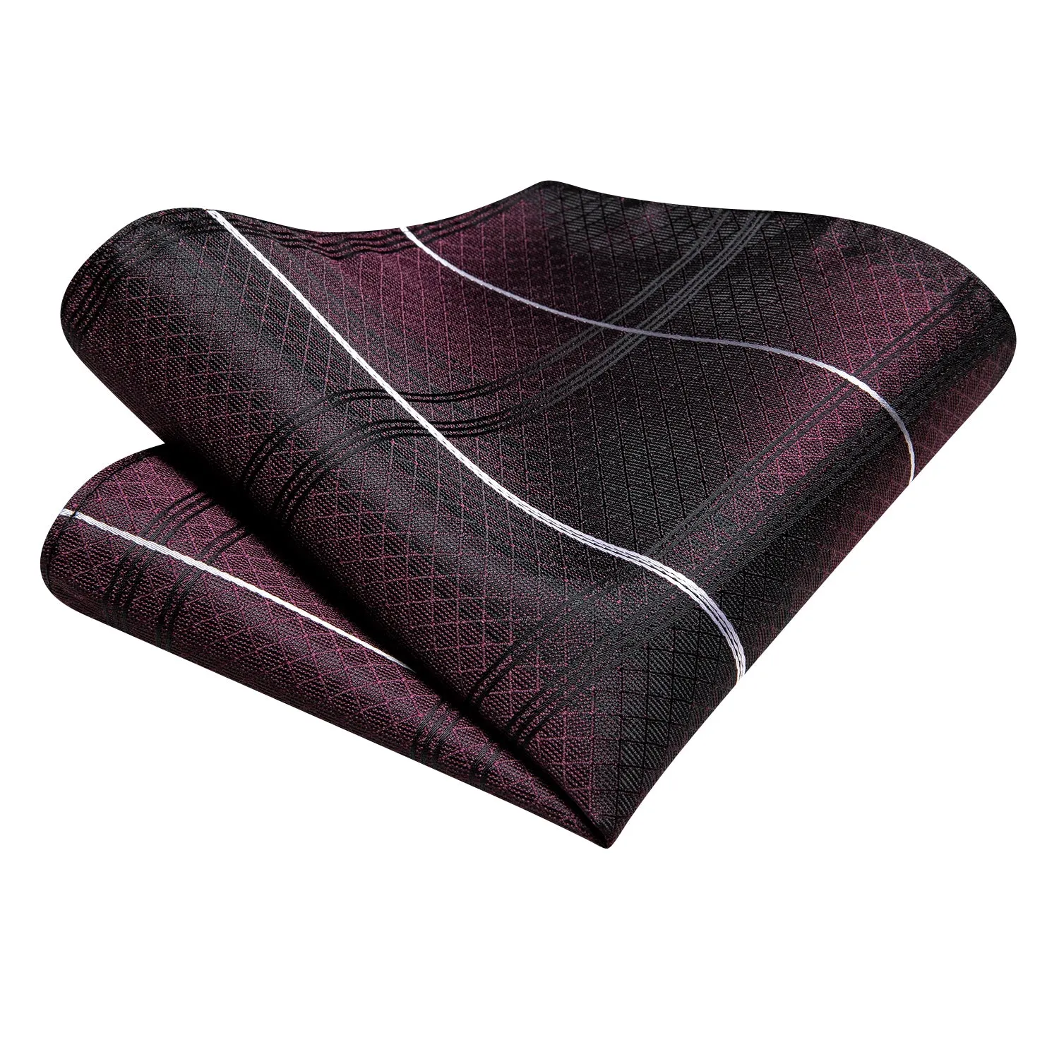 Burgundy Black Striped Tie Pocket Square Cufflinks Set sold by Ties2You product image thumbnail 4