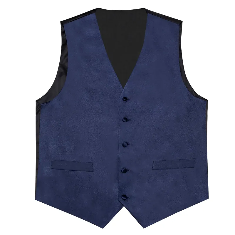 Ties2you Vest for Men Satin Navy Blue Solid Men's Vest Bow Tie Set sold by Ties2You
