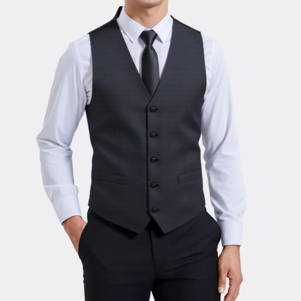 Classic Black Solid Satin Men's Vest Tie Set sold by Ties2You