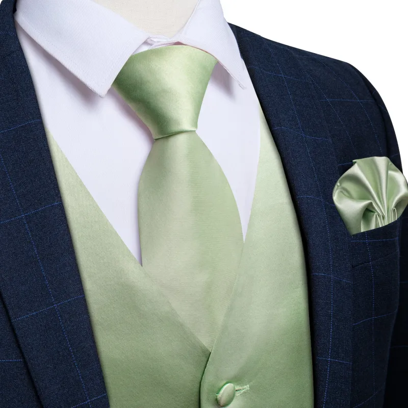 Ties2you Mens Vest Fashion Satin Light Green Suit Vest sold by Ties2You