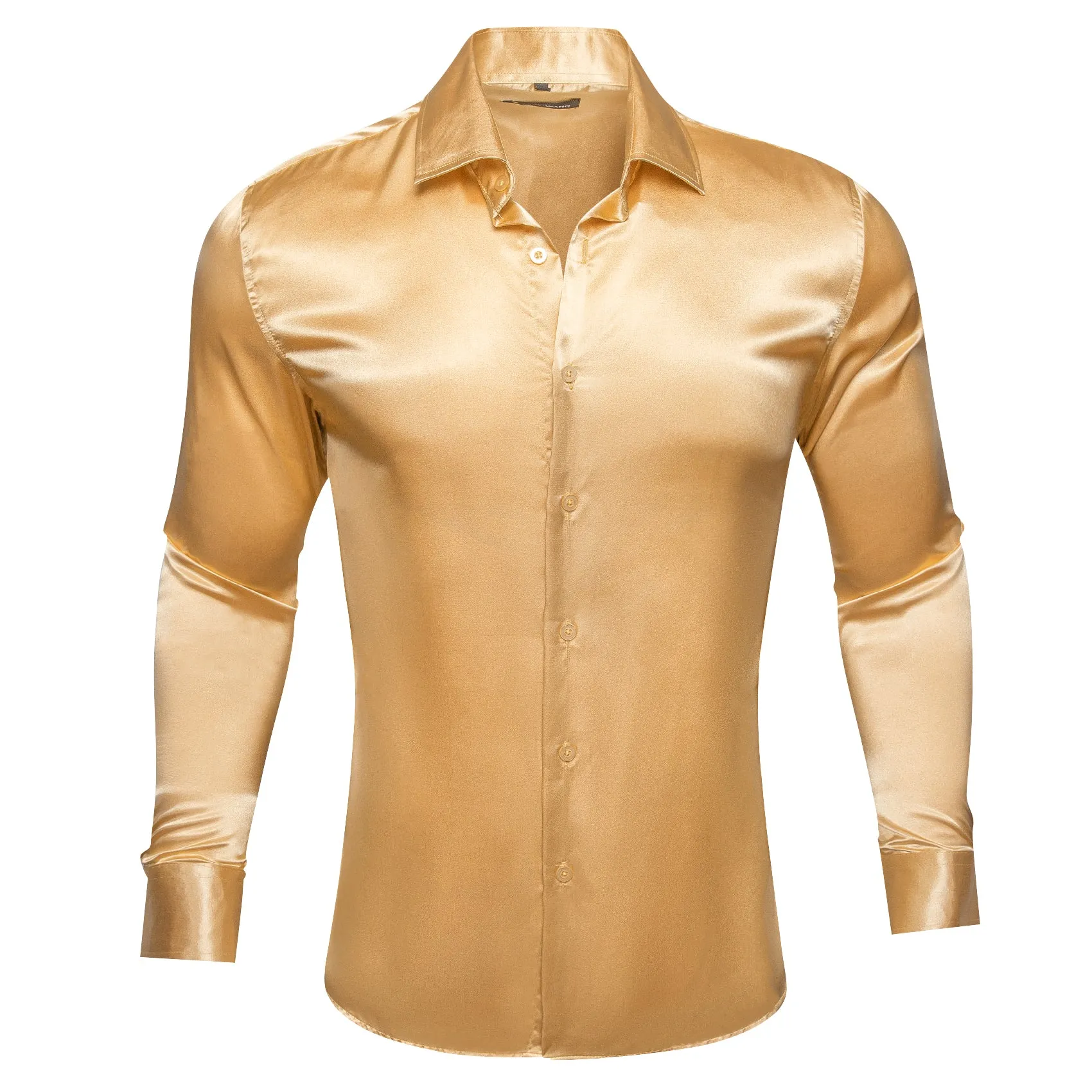 Champagne Yellow Solid Silk Men's Long Sleeve Shirt sold by Ties2You