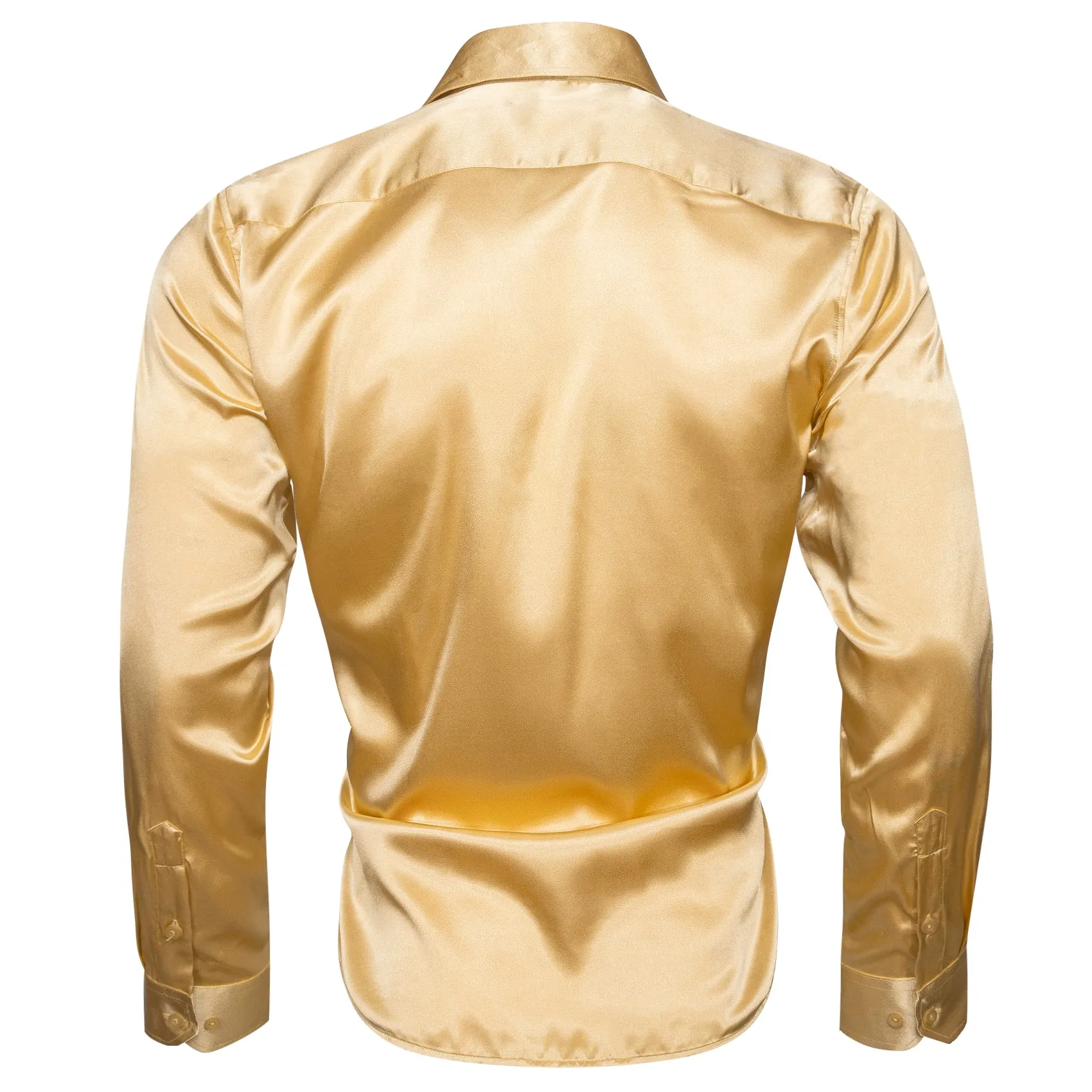 Champagne Yellow Solid Silk Men's Long Sleeve Shirt sold by Ties2You product image thumbnail 2