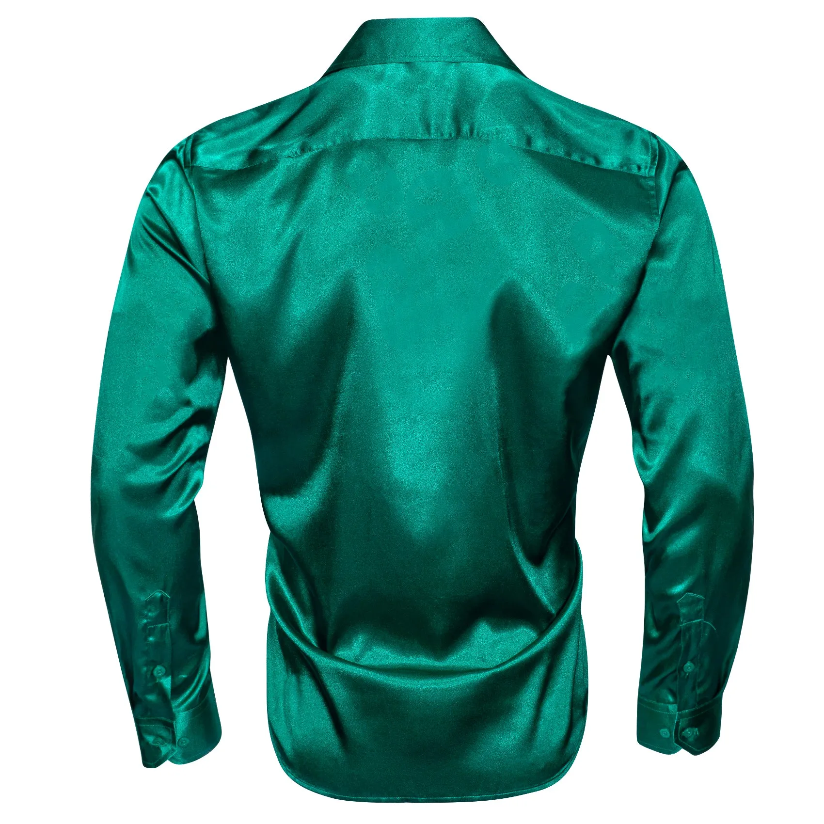 Dark Green Solid Silk Men's Long Sleeve Shirt sold by Ties2You product image thumbnail 3