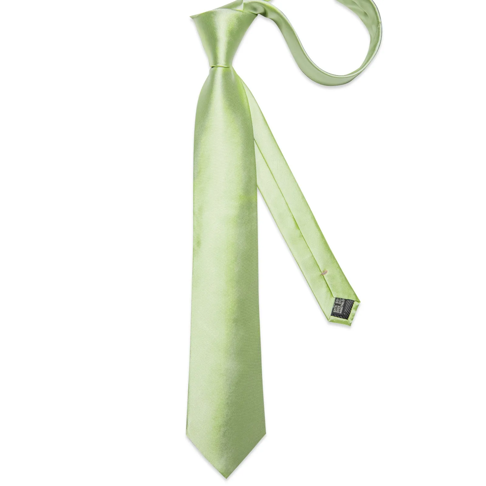 Light Green Satin Solid Men's Necktie Hanky Tie Set sold by Ties2You product image thumbnail 4
