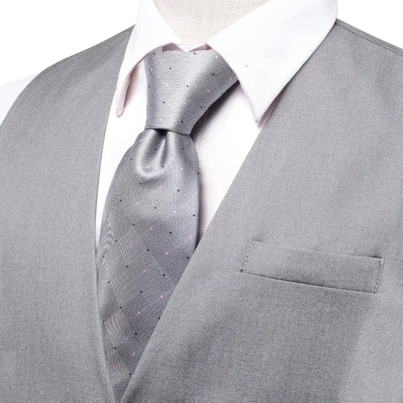 Grey Solid Splicing Jacquard Men's Vest made by Ties2You