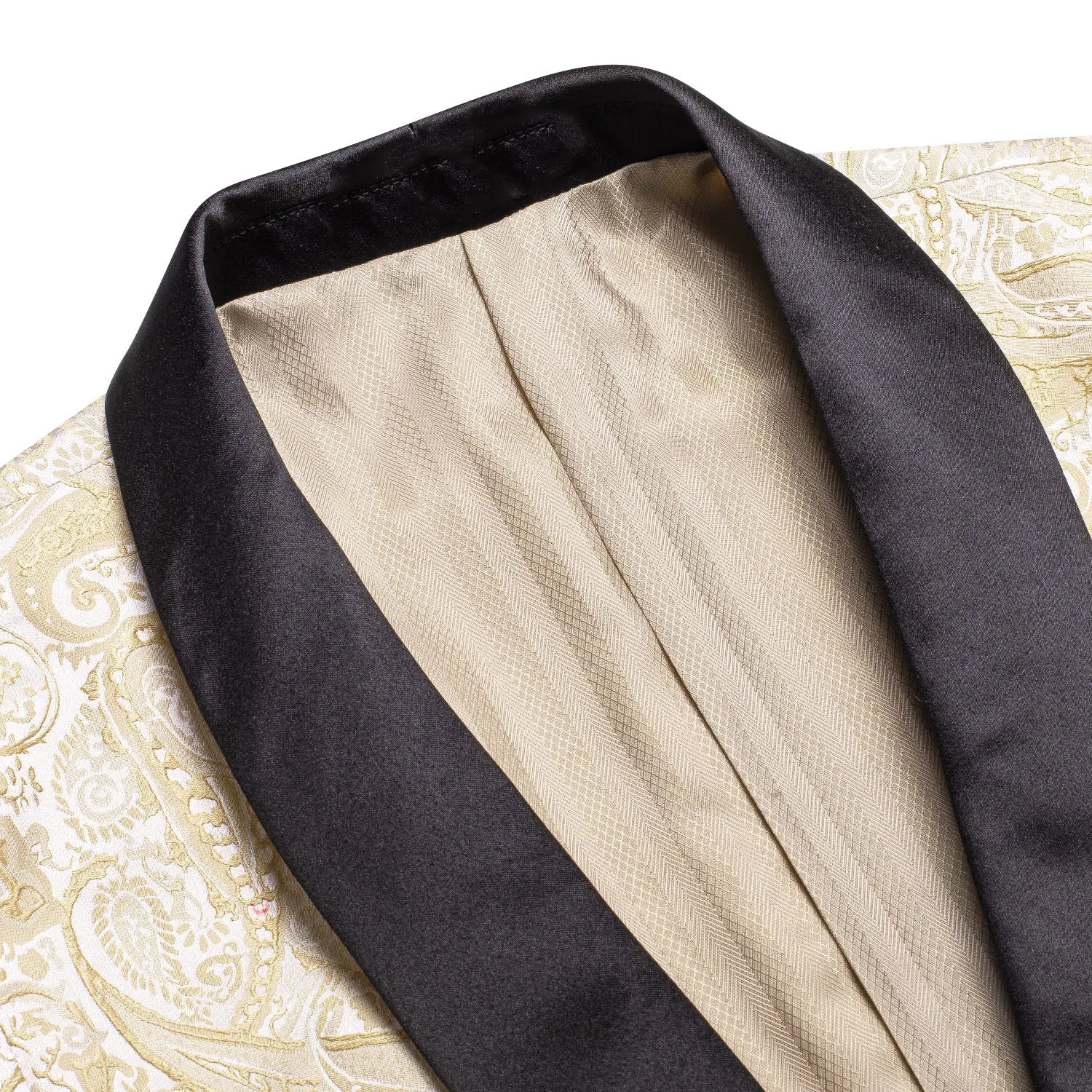 Ties2you Men's Suit Champagne Shawl Collar Embroidered Floral Suit For Party sold by Ties2You product image thumbnail 3