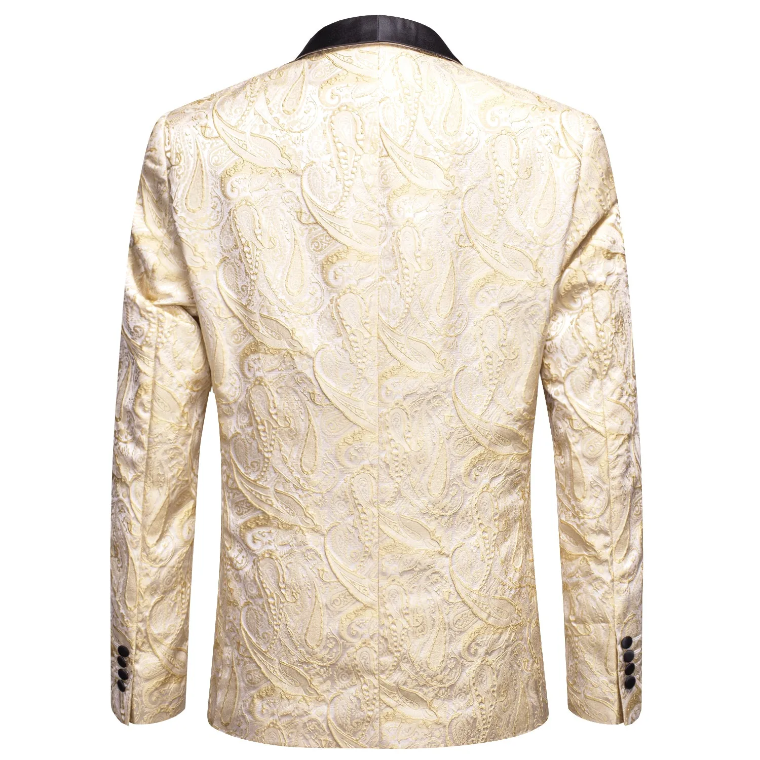 Ties2you Men's Suit Champagne Shawl Collar Embroidered Floral Suit For Party sold by Ties2You product image thumbnail 2