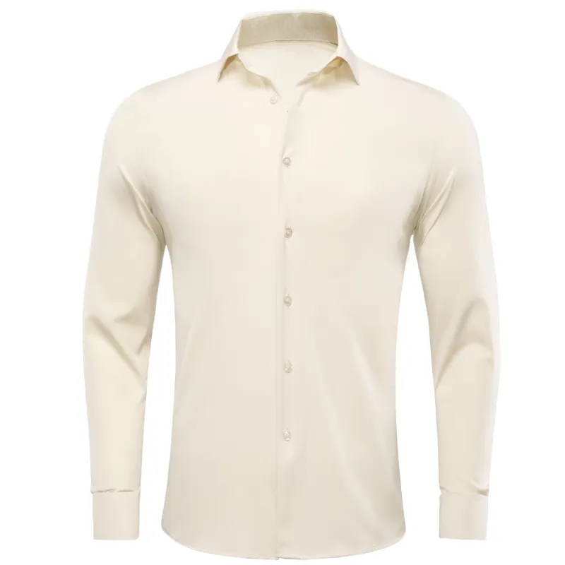 Pure Beige Solid Men's Long Sleeve Shirt sold by Ties2You