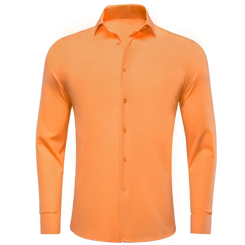 Pure Light Orange Solid Men's Long Sleeve Shirt sold by Ties2You