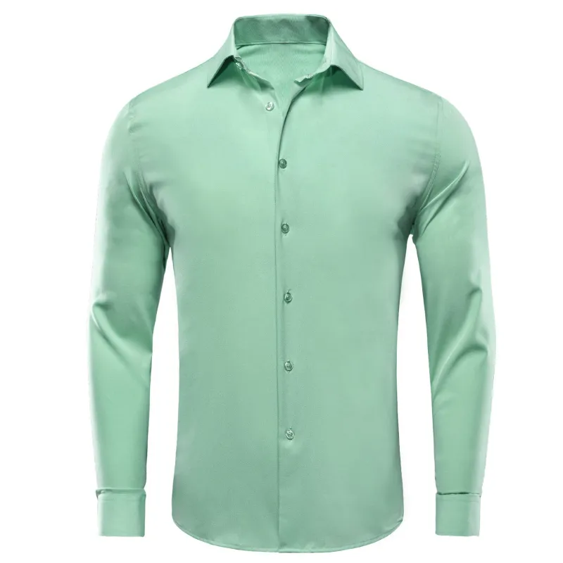 Pure Mint Green Solid Men's Long Sleeve Shirt sold by Ties2You