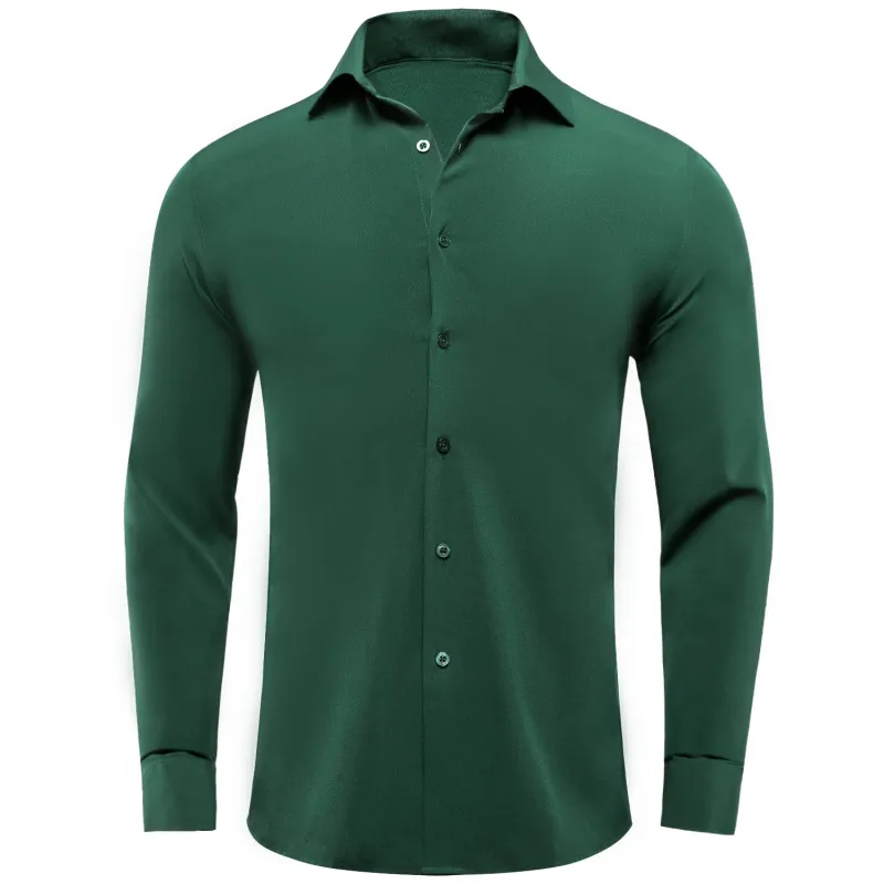 Pure Dark Green Solid Men's Long Sleeve Shirt sold by Ties2You