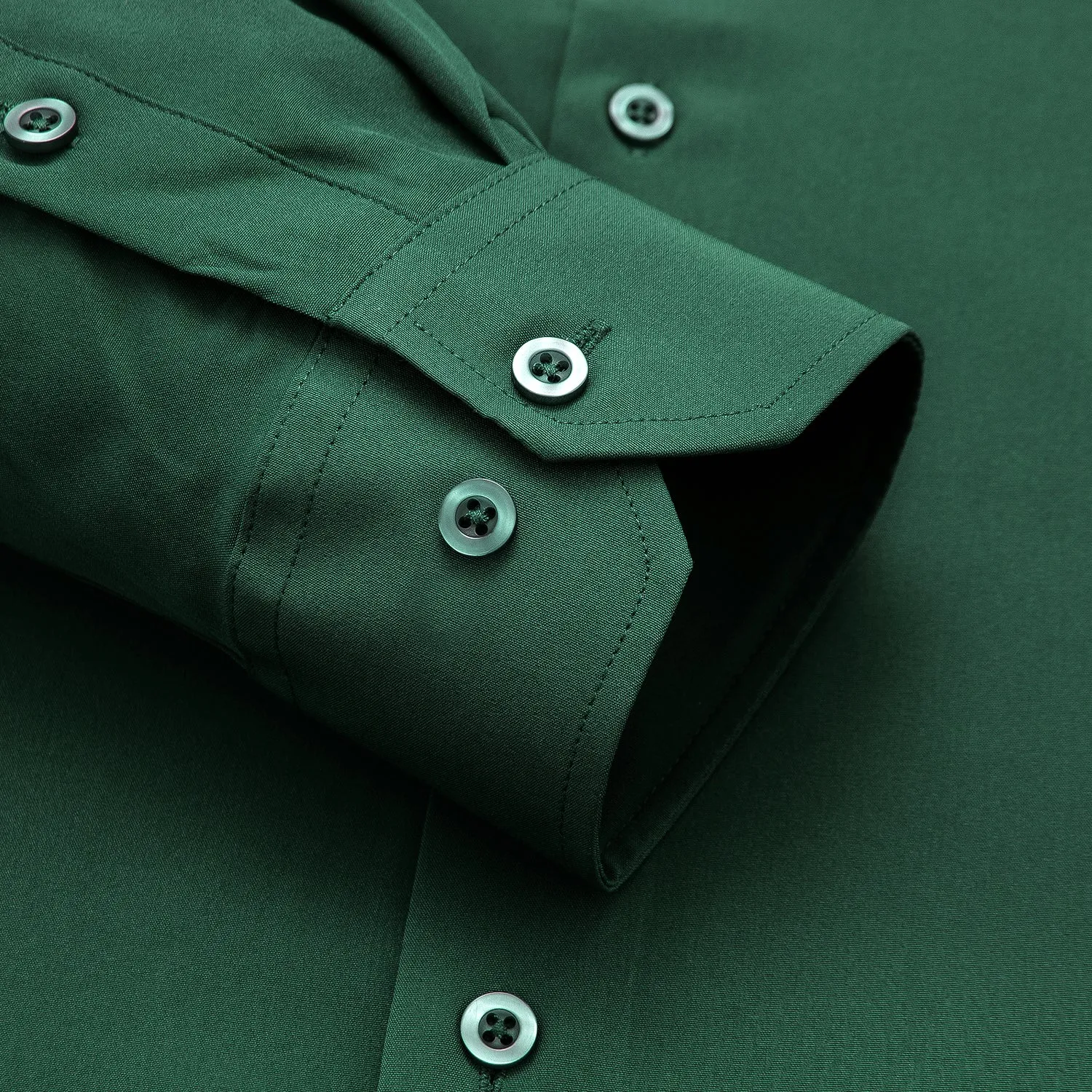 Pure Dark Green Solid Men's Long Sleeve Shirt sold by Ties2You product image thumbnail 4