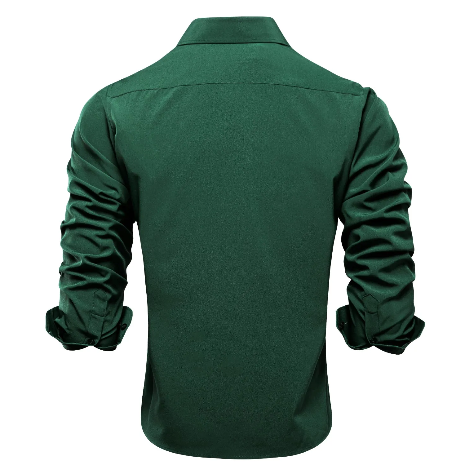 Pure Dark Green Solid Men's Long Sleeve Shirt sold by Ties2You product image thumbnail 2