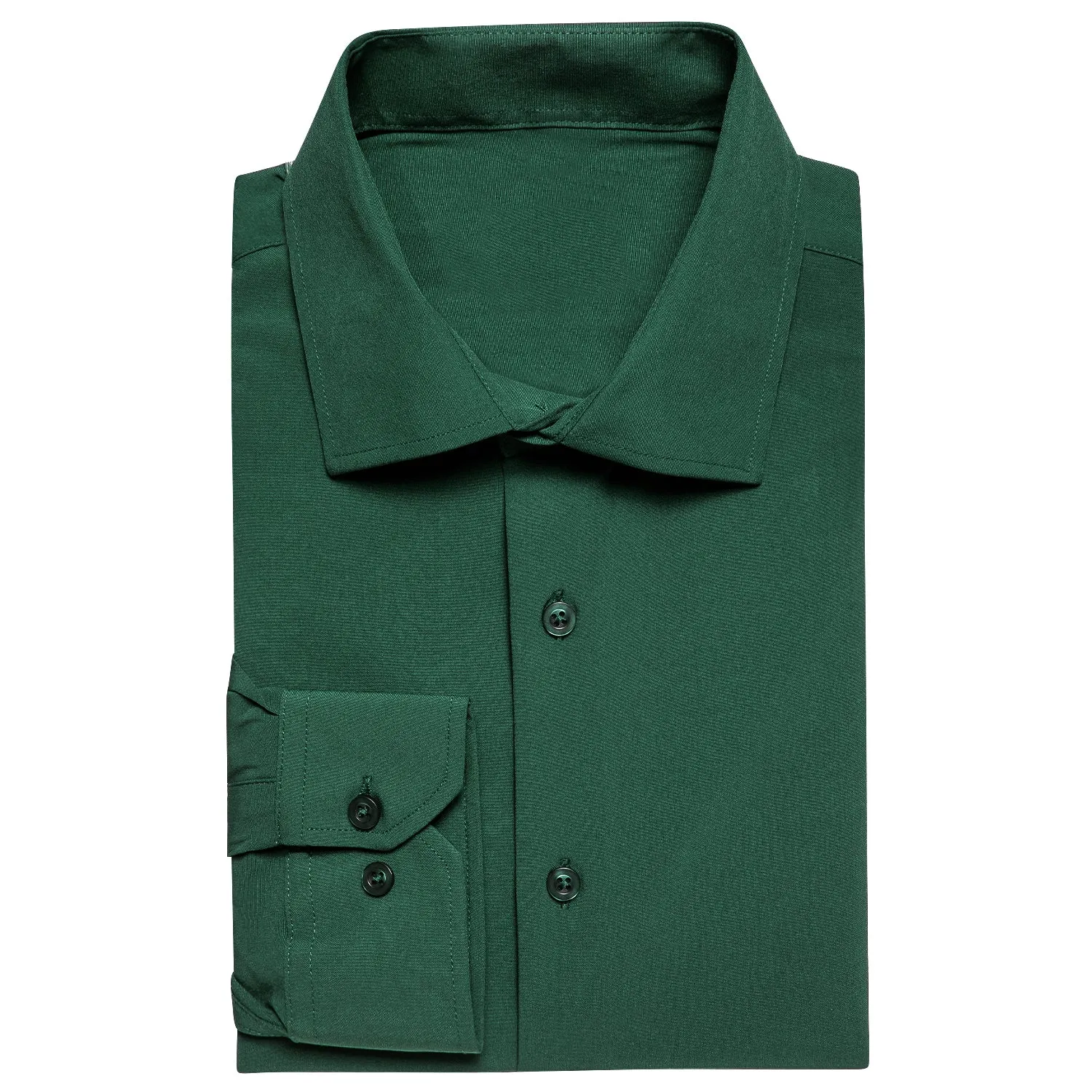 Pure Dark Green Solid Men's Long Sleeve Shirt sold by Ties2You product image thumbnail 3