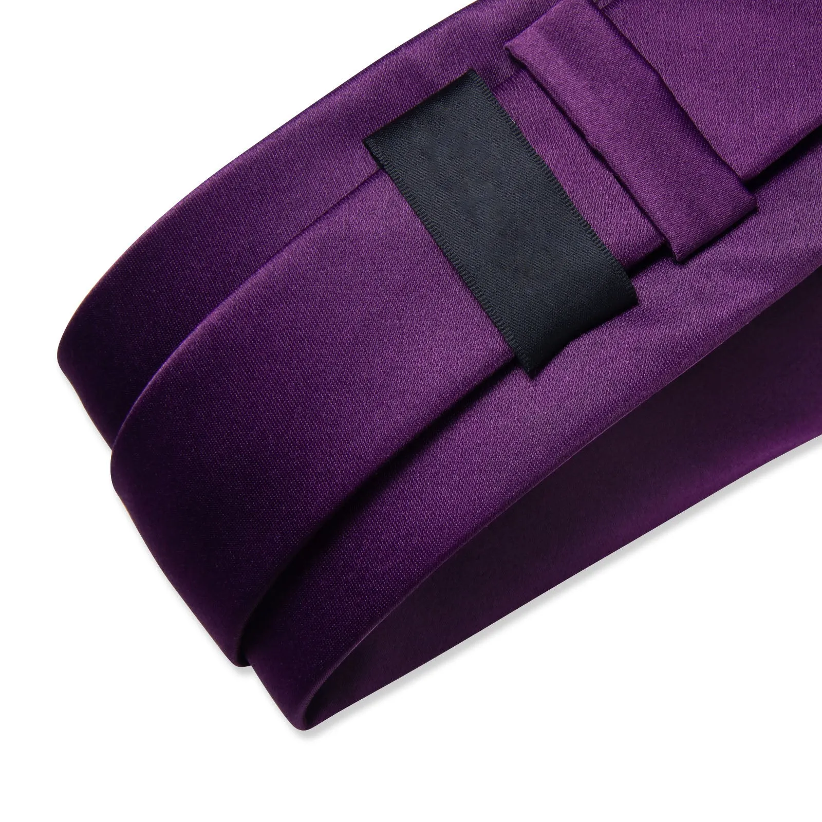 Pure Dark Purple Solid Silk Men's Necktie Pocket Square Cufflinks Set sold by Ties2You product image thumbnail 5