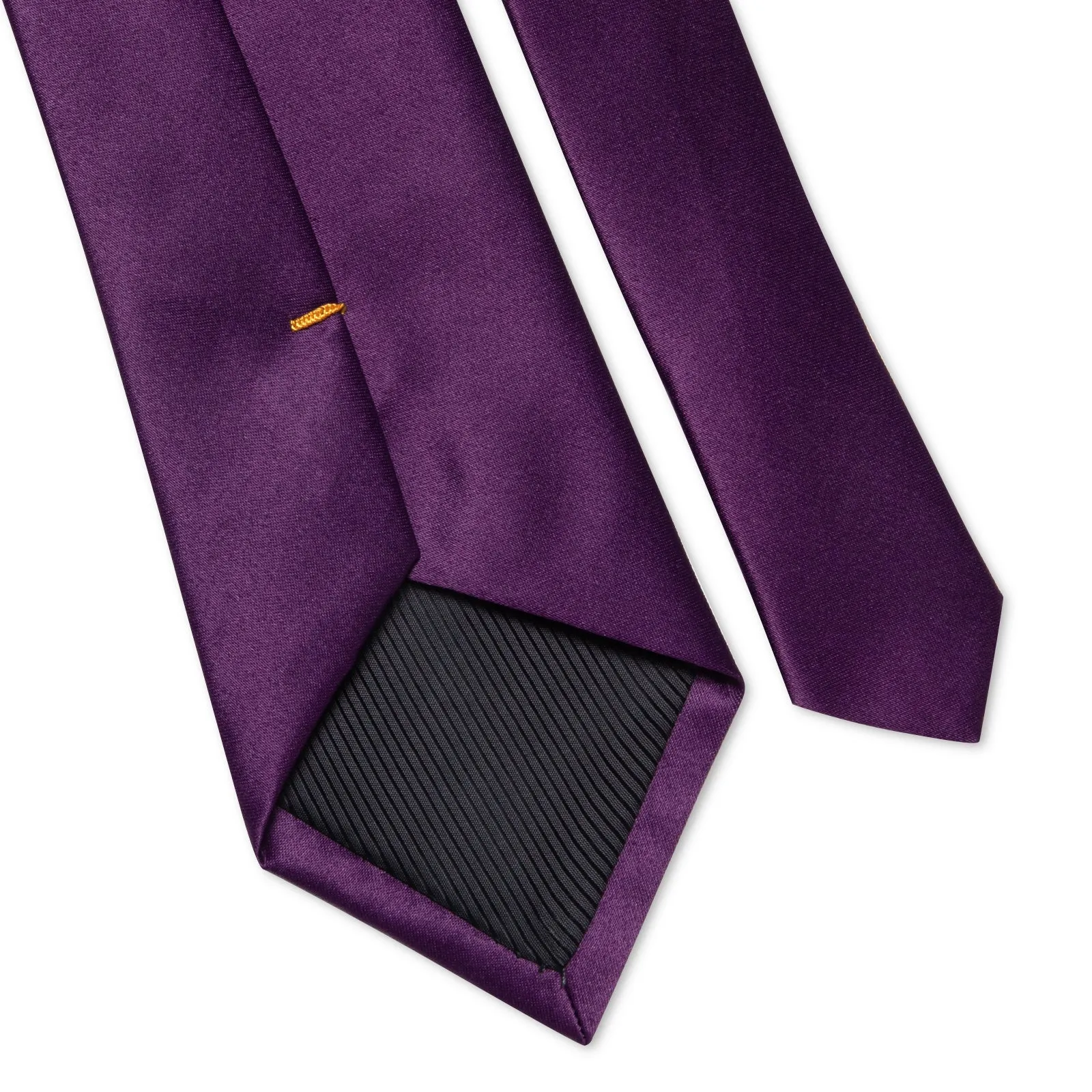 Pure Dark Purple Solid Silk Men's Necktie Pocket Square Cufflinks Set sold by Ties2You product image thumbnail 2