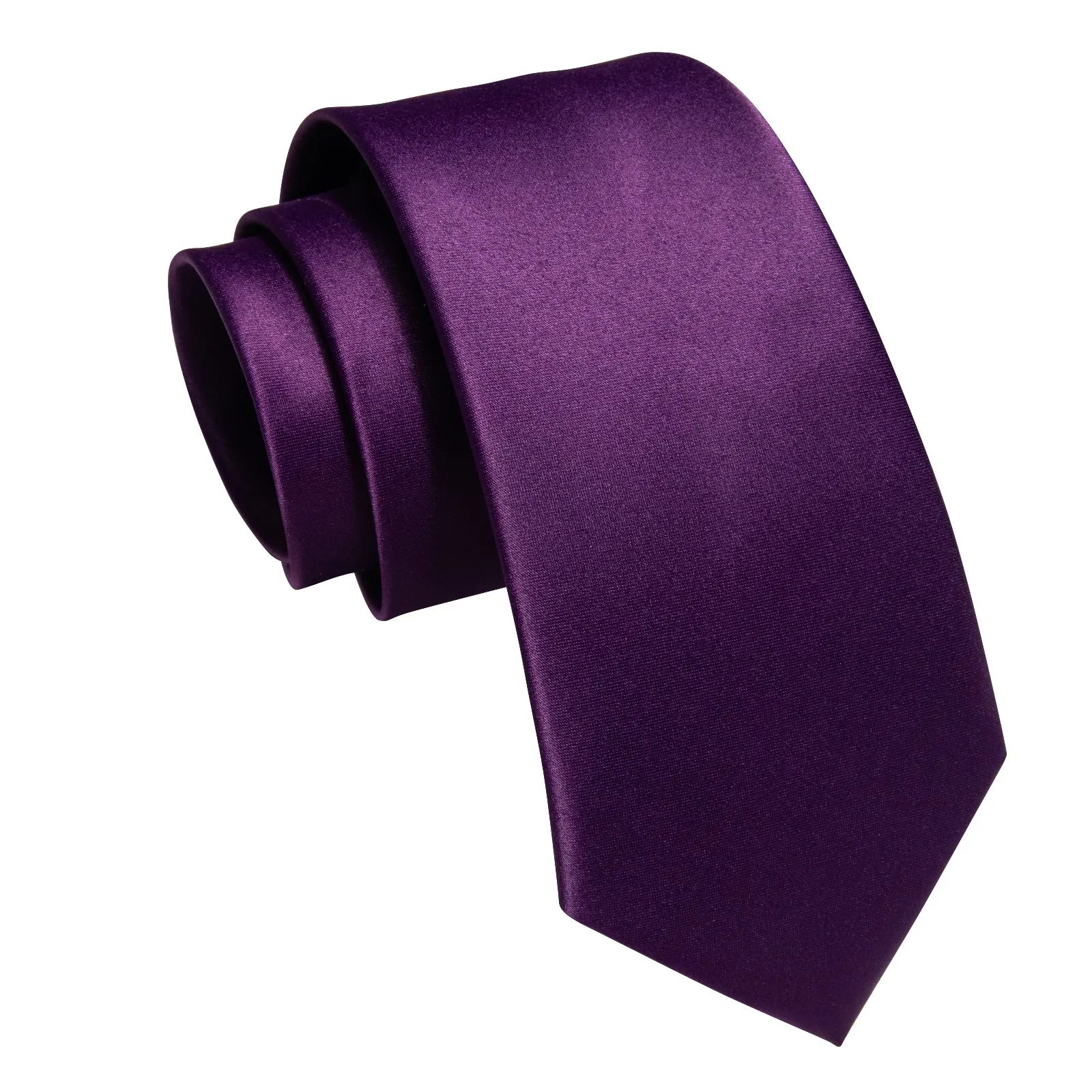 Pure Dark Purple Solid Silk Men's Necktie Pocket Square Cufflinks Set sold by Ties2You product image thumbnail 3