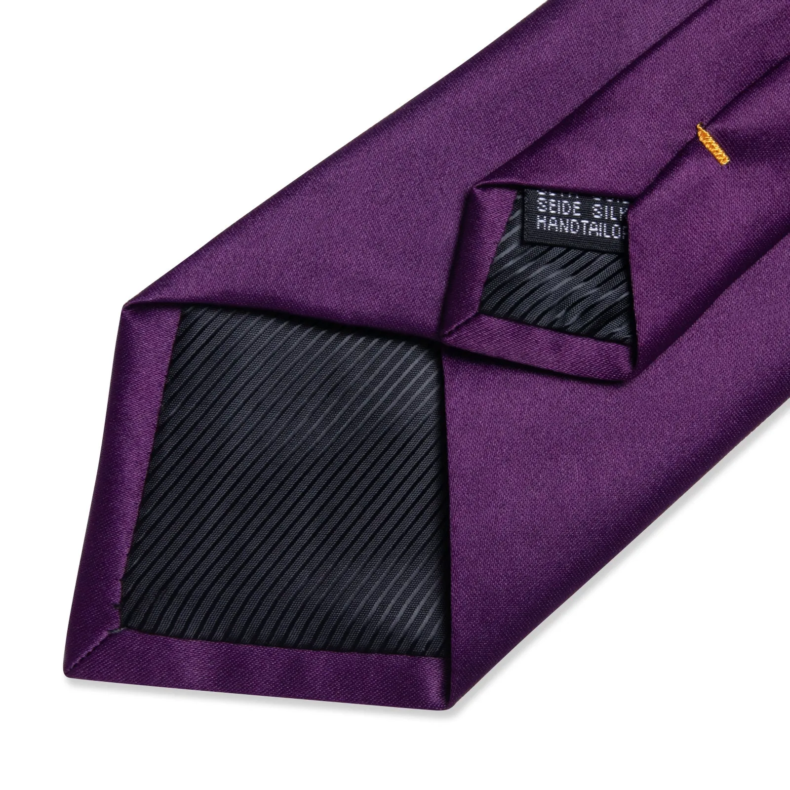 Pure Dark Purple Solid Silk Men's Necktie Pocket Square Cufflinks Set sold by Ties2You product image thumbnail 4