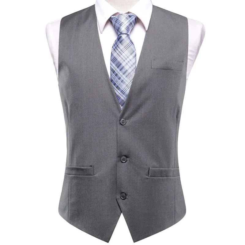 Grey Cotton Solid Splicing Jacquard Men's Vest sold by Ties2You