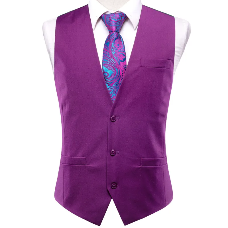 Purple Cotton Solid Splicing Jacquard Men's Vest sold by Ties2You