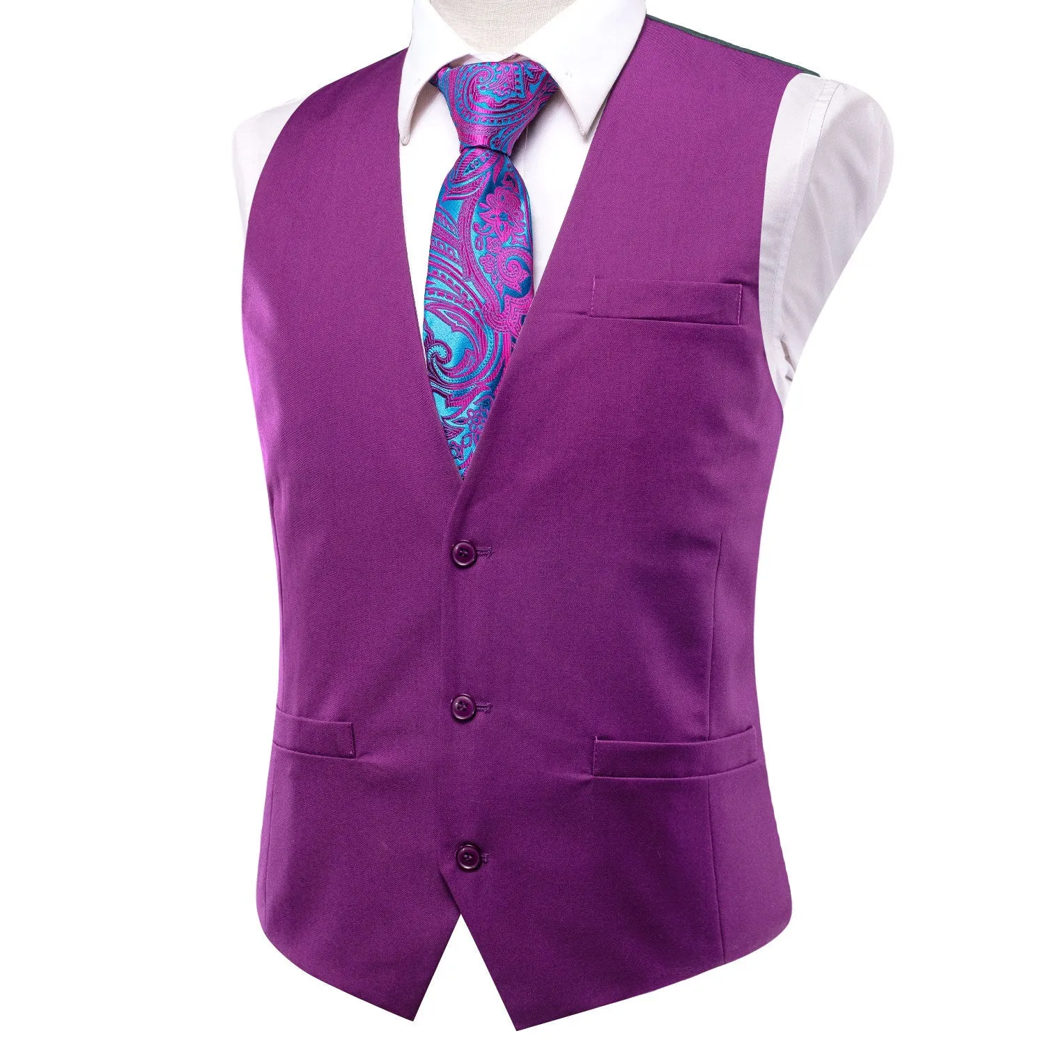 Purple Cotton Solid Splicing Jacquard Men's Vest sold by Ties2You product image thumbnail 2