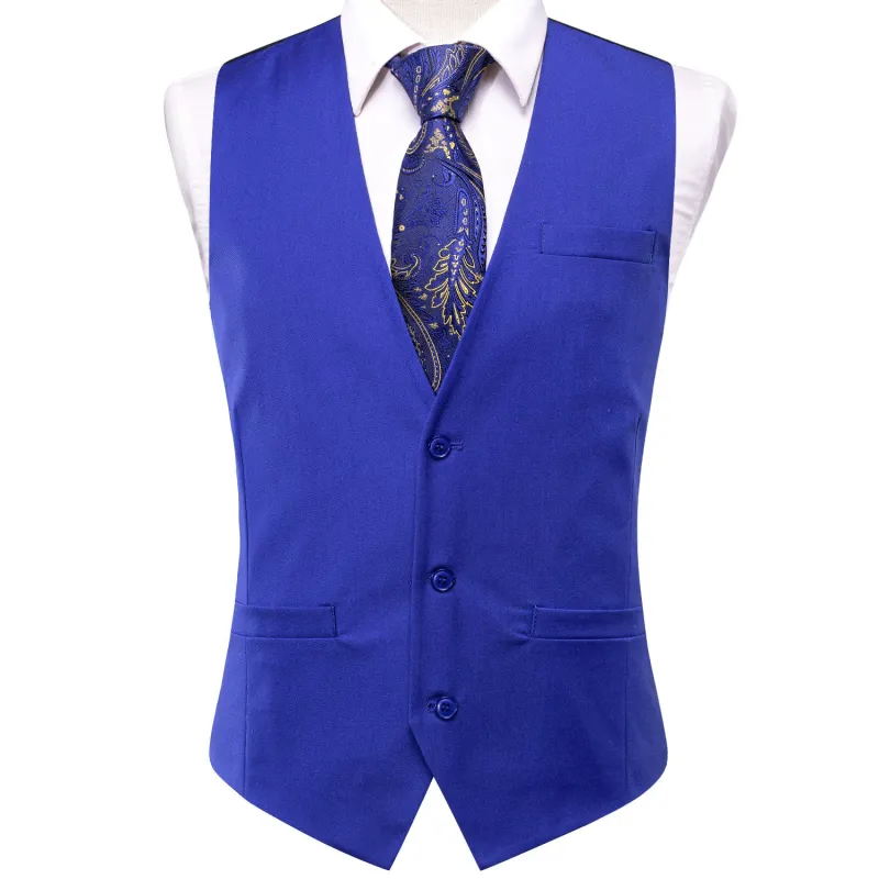 Blue Cotton Solid Splicing Jacquard Men's Vest sold by Ties2You