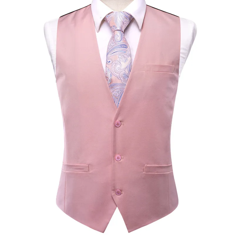 Pink Cotton Solid Splicing Jacquard Men's Vest sold by Ties2You