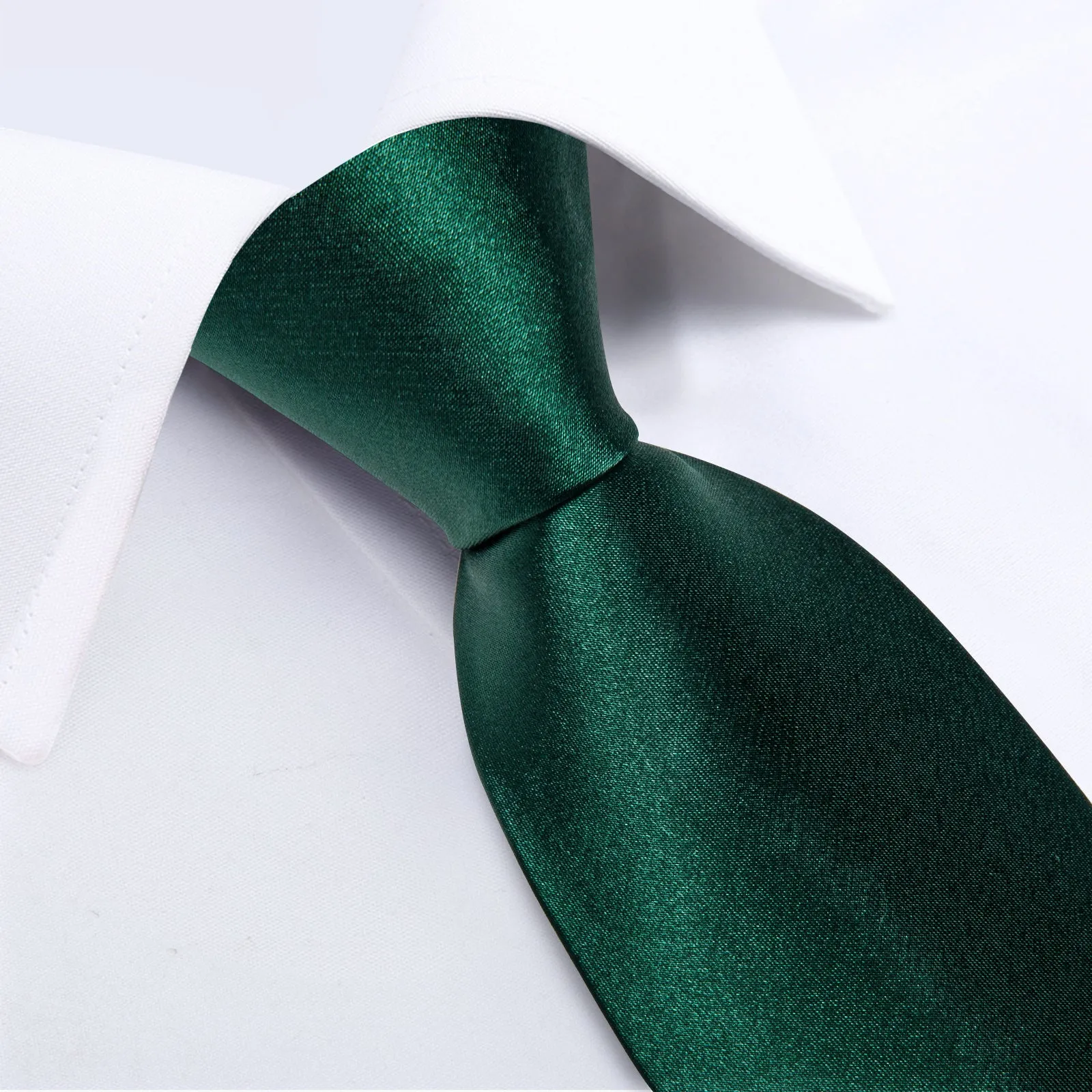 Ties2you Emerald Green Tie Satin Solid Necktie Pocket Square Cufflinks Set sold by Ties2You product image thumbnail 3