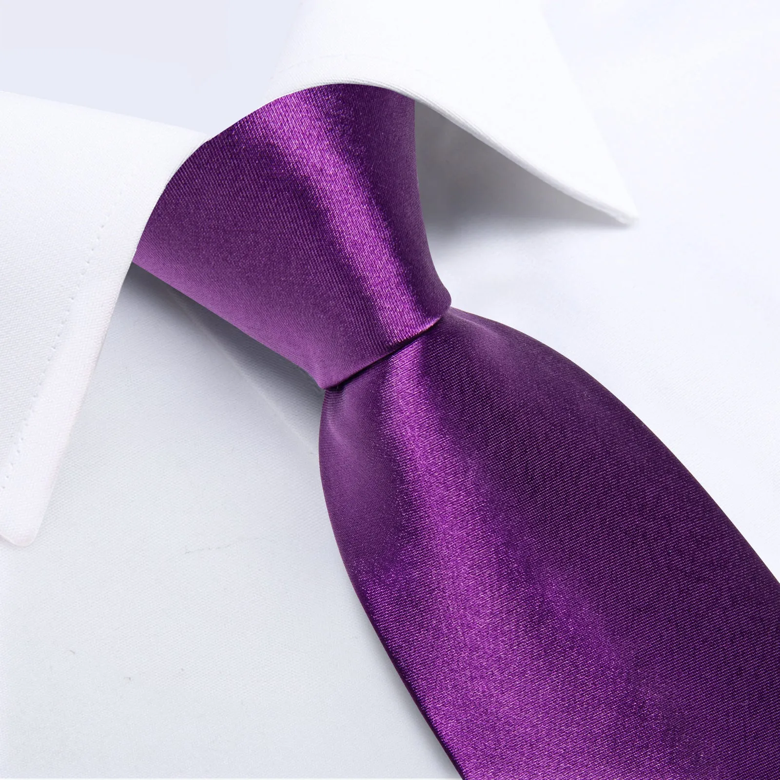 Purple Pure Satin Solid Necktie Pocket Square Tie Set sold by Ties2You product image thumbnail 2