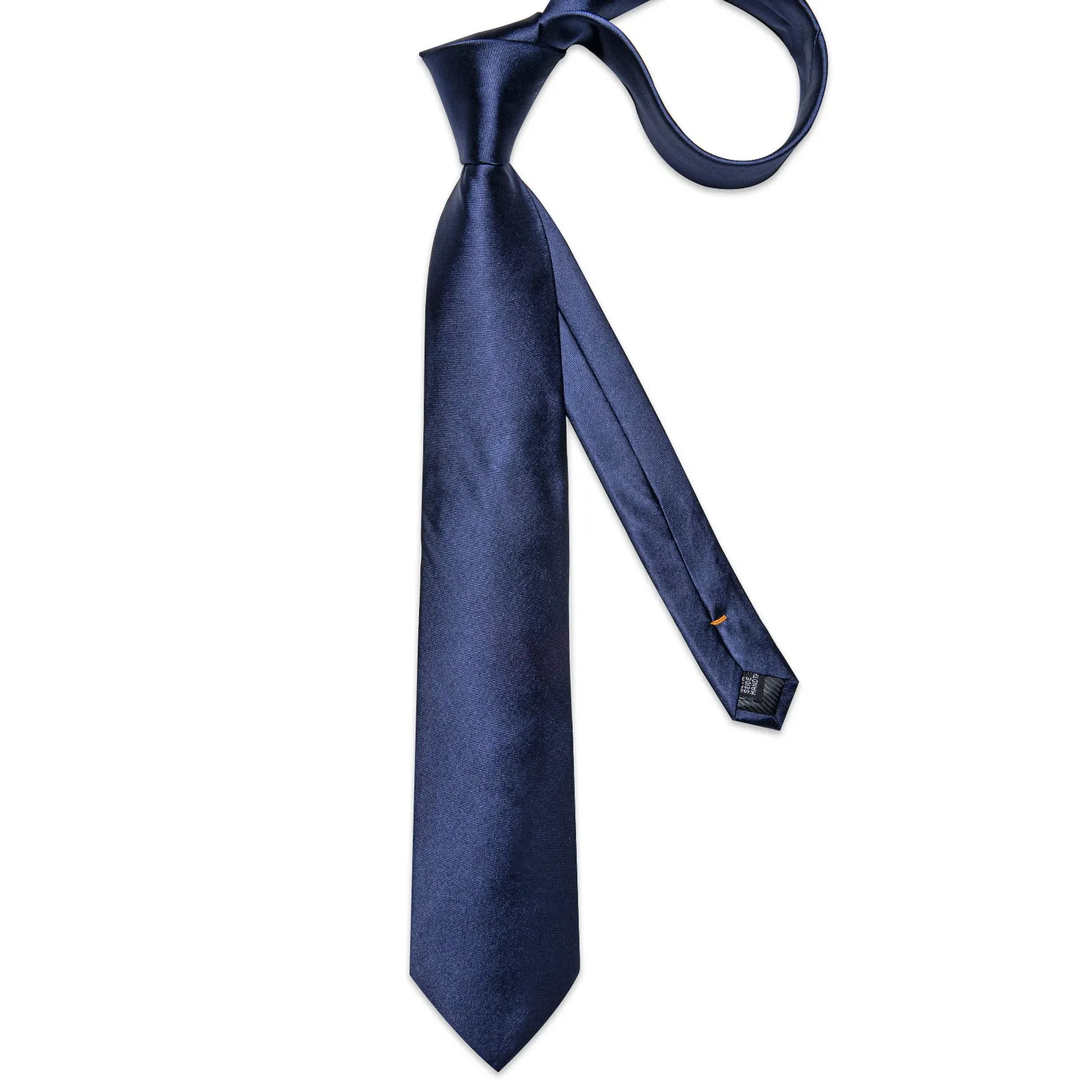 Navy Blue Pure Satin Solid Necktie Pocket Square Cufflinks Set sold by Ties2You product image thumbnail 4