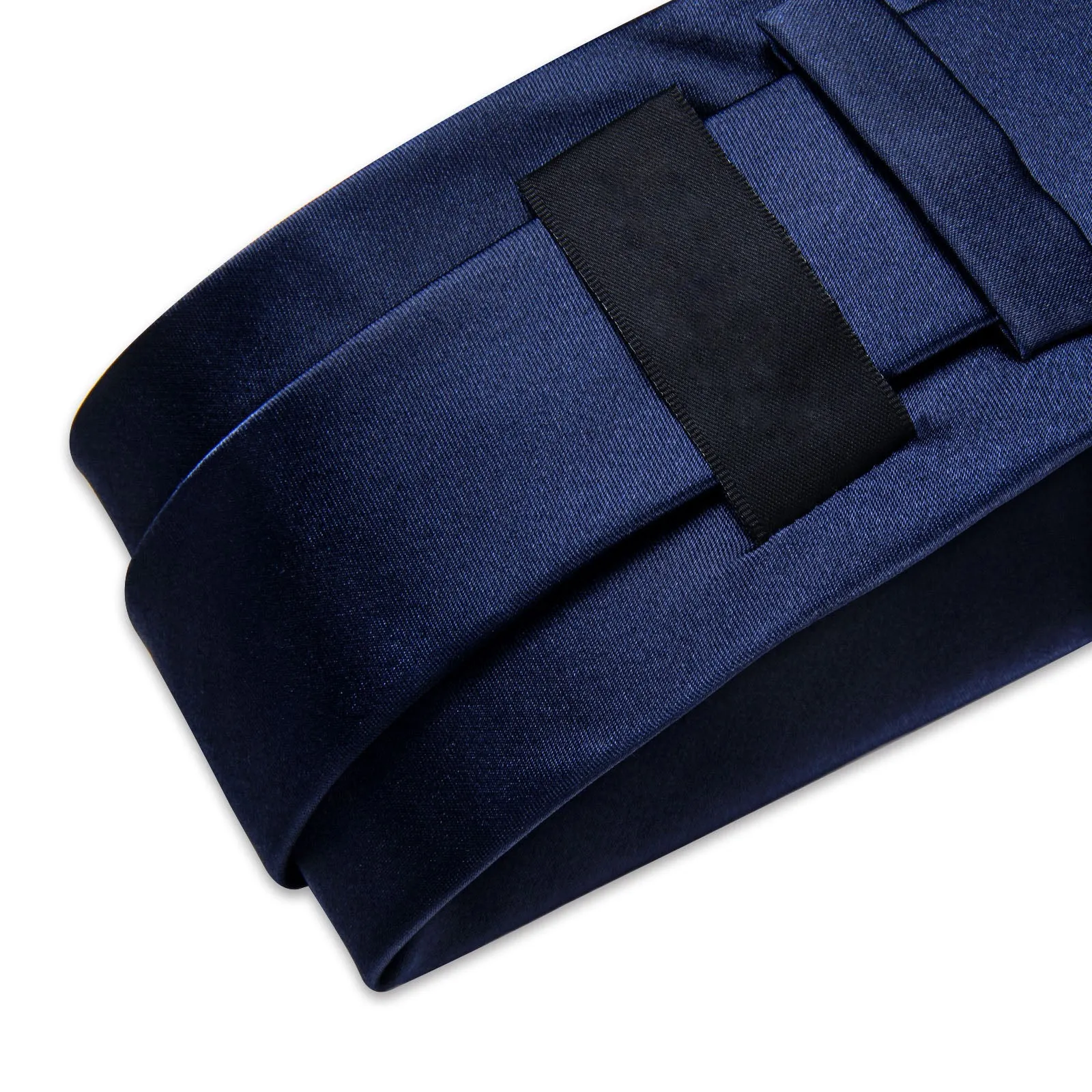 Navy Blue Pure Satin Solid Necktie Pocket Square Cufflinks Set sold by Ties2You product image thumbnail 5