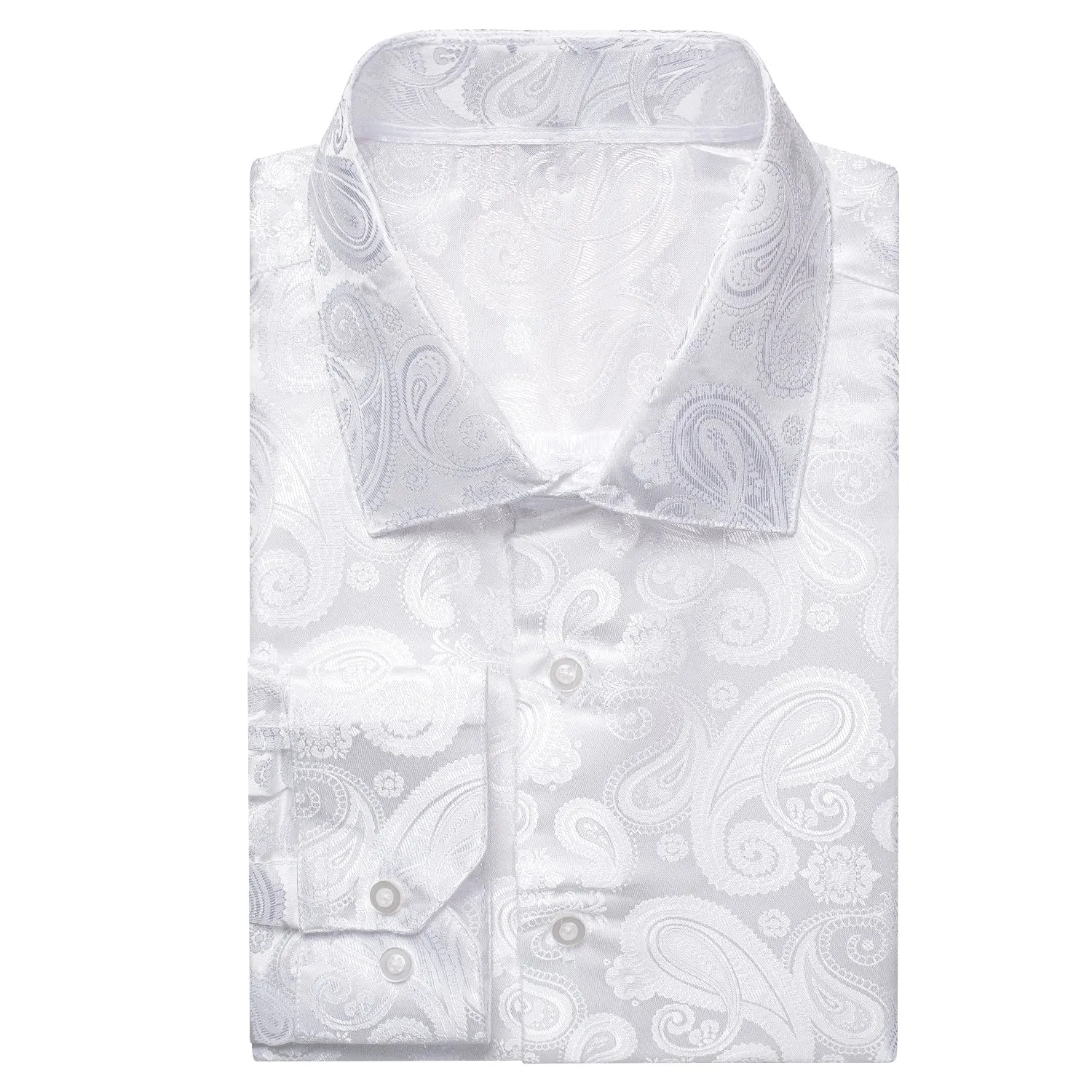 Ties2you Mens White Dress Shirt Paisley Silk Long Sleeve Button Down Shirt sold by Ties2You