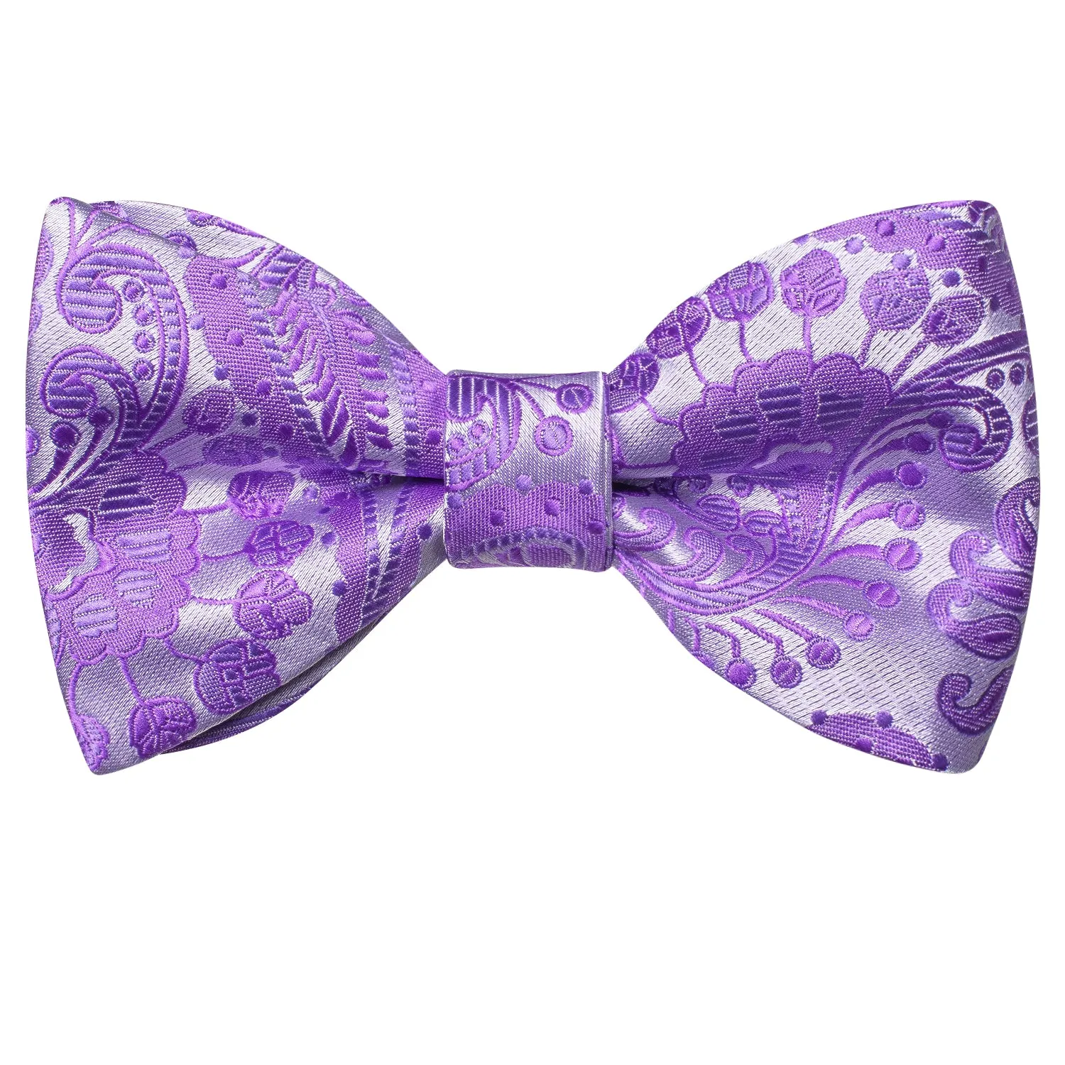 Light Purple Paisley Self-tied Bow Tie Pocket Square Cufflinks Set sold by Ties2You product image thumbnail 4