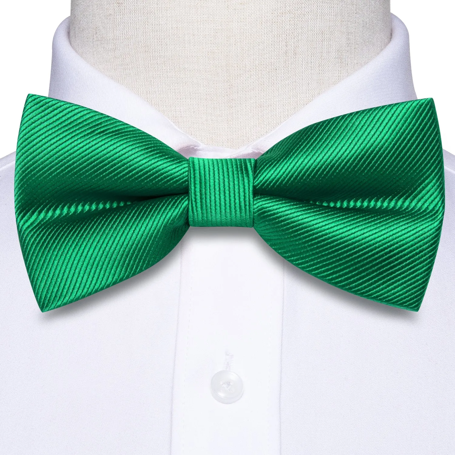 Crass Green Striped Men's Pre-tied Bowtie Pocket Square Cufflinks Set sold by Ties2You product image thumbnail 5