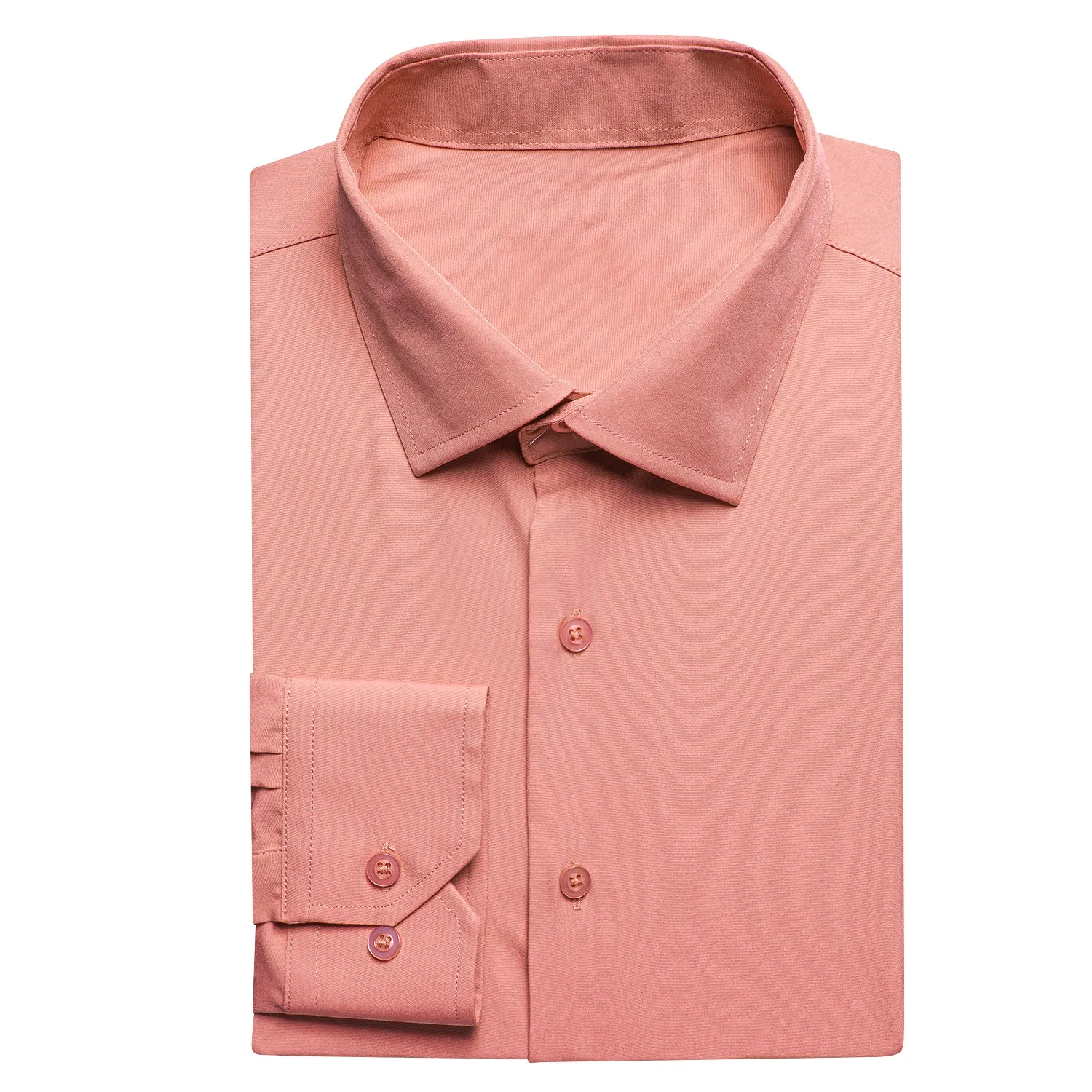 Flesh Pink Solid Men's Long Sleeve Cotton Shirt sold by Ties2You product image thumbnail 3