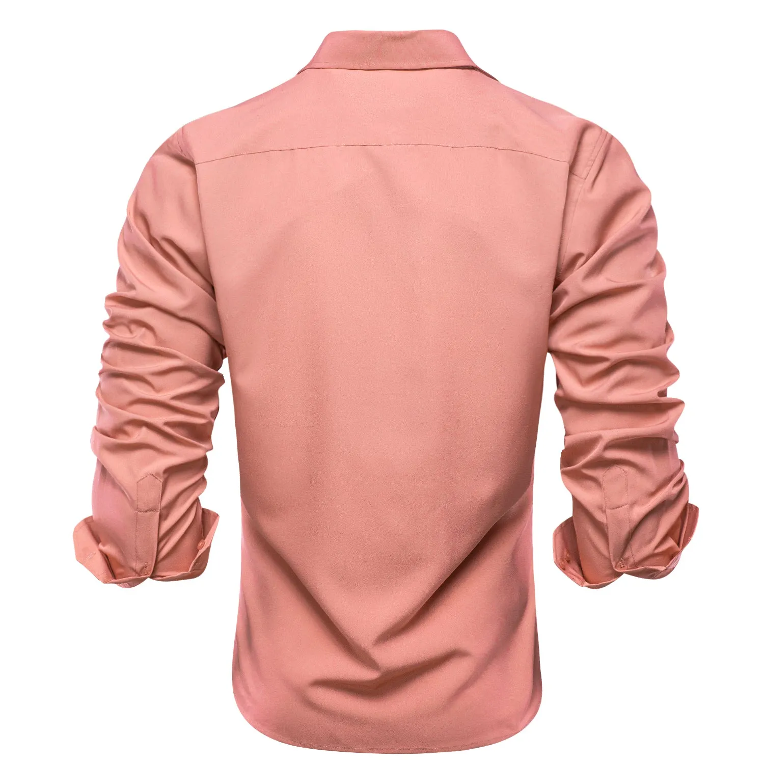 Flesh Pink Solid Men's Long Sleeve Cotton Shirt sold by Ties2You product image thumbnail 2