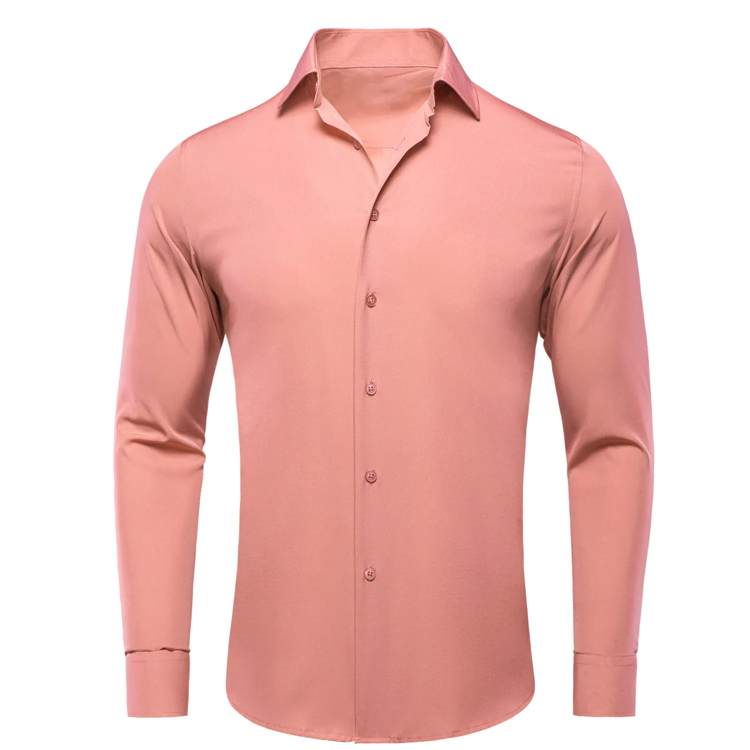 Flesh Pink Solid Men's Long Sleeve Cotton Shirt sold by Ties2You