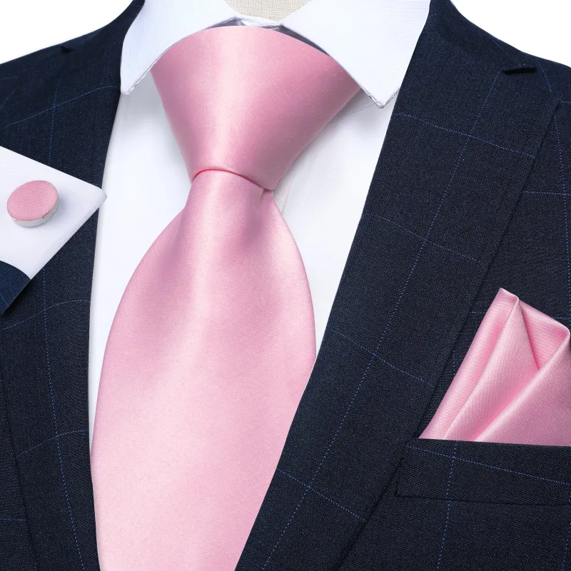 Pink Solid Men's Necktie Hanky Cufflinks Set sold by Ties2You