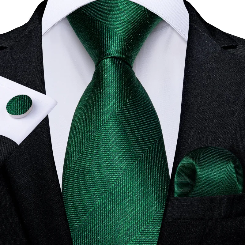 Green Weave Solid Men's Necktie Hanky Cufflinks Set sold by Ties2You