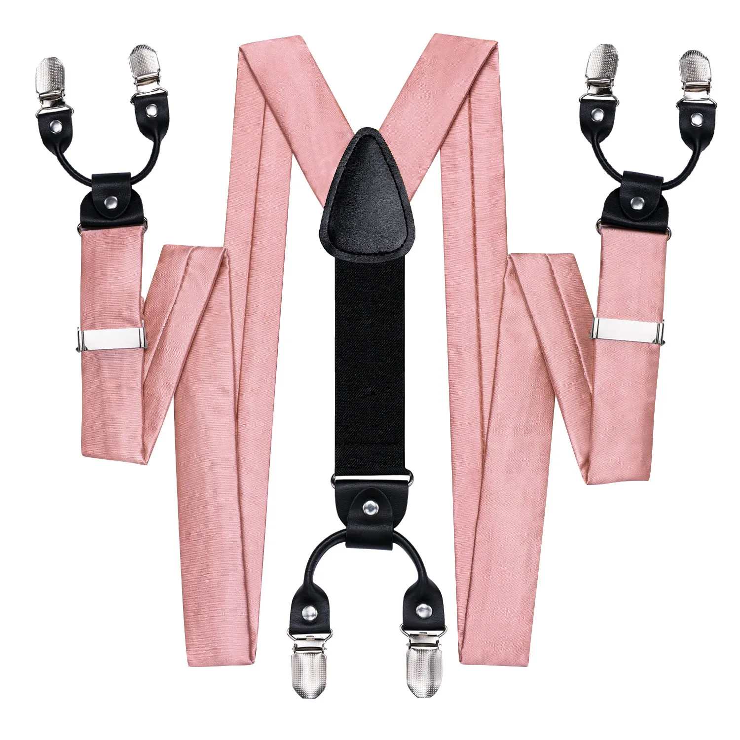 Pink Solid Y Back Brace Clip-on Men's Suspender with Bow Tie Set sold by Ties2You product image thumbnail 4
