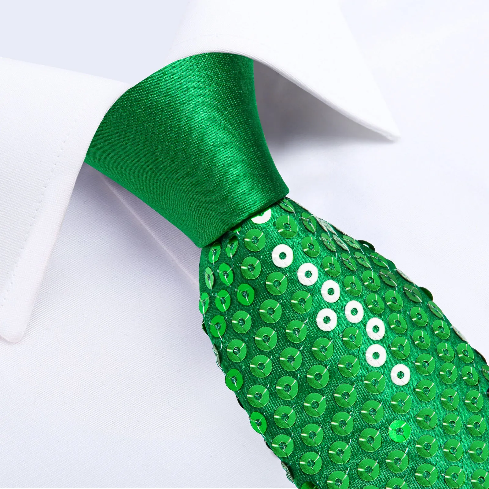 Green Sequins Novelty Men's Necktie Hanky Cufflinks Set sold by Ties2You product image thumbnail 3
