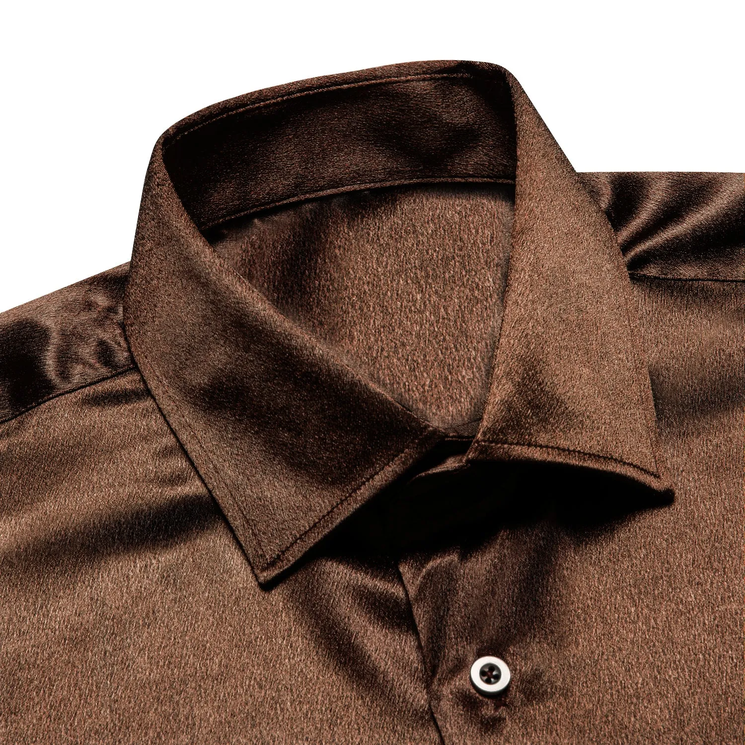 Ties2you Brown Satin Dress Shirts Mens Solid Long Sleeve Button Down Formal Shirt sold by Ties2You product image thumbnail 4