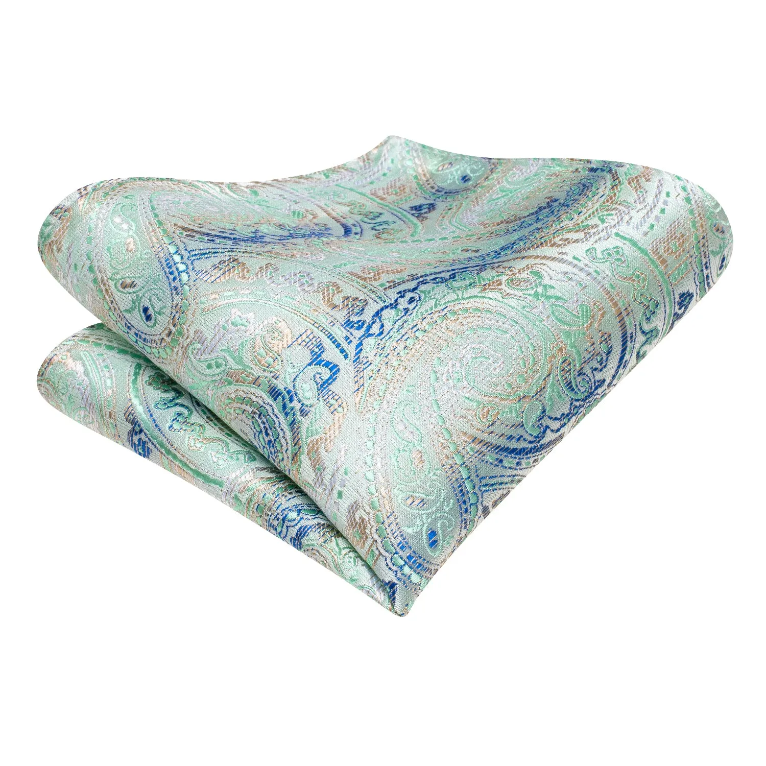 Ties2you Paisley Suit Necktie Aqua Silk Business Tie Handkercheif Cufflinks Set sold by Ties2You product image thumbnail 5