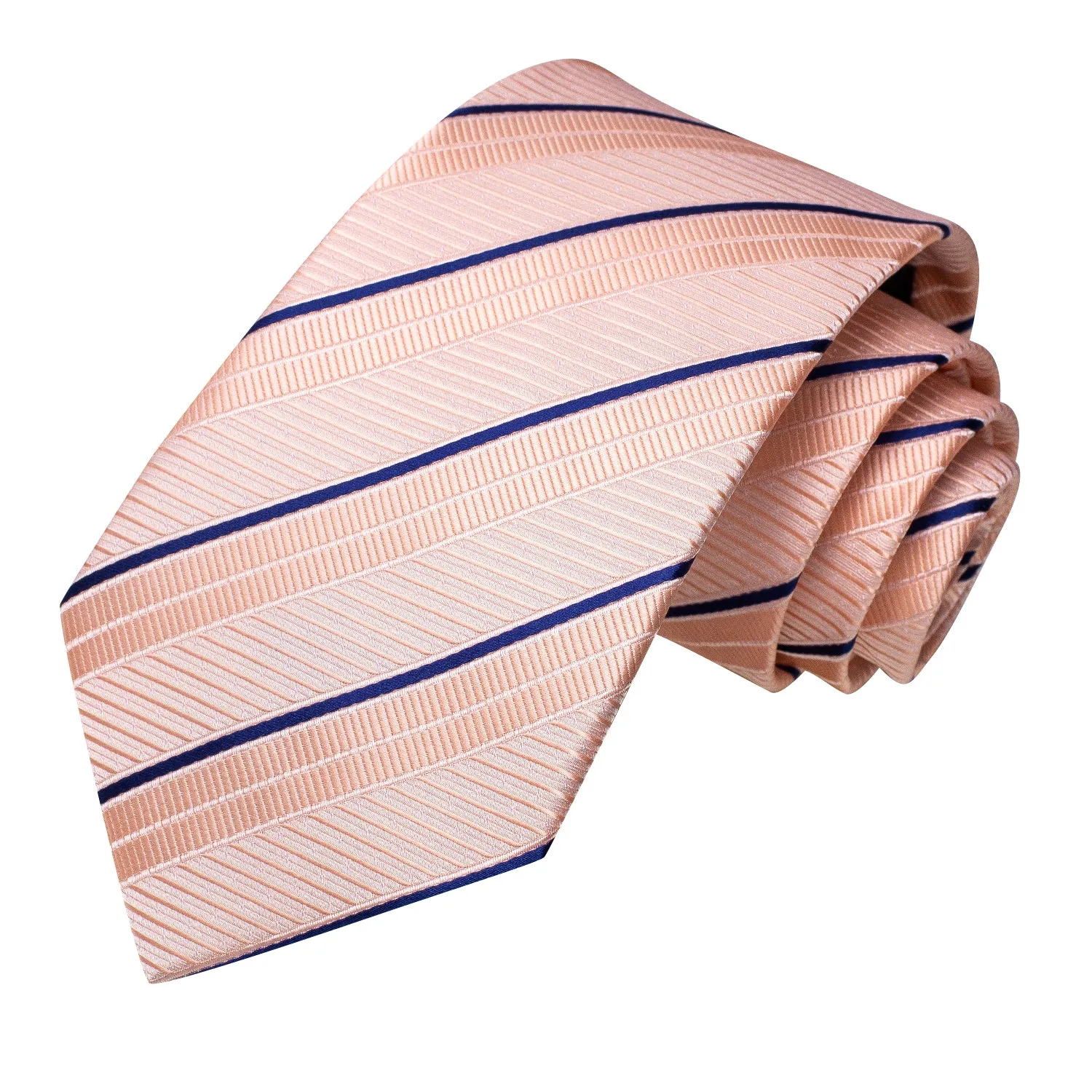 Pink Blue Striped Men's Tie Handkerchief Cufflinks Set sold by Ties2You product image thumbnail 4