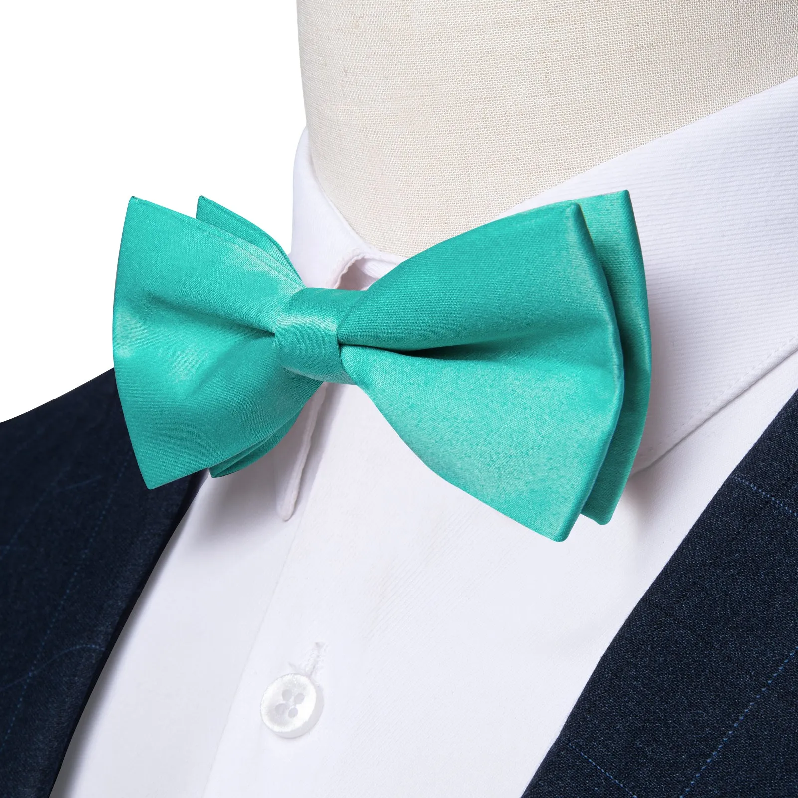 Lake Blue Solid Men's Pre-tied Bowtie Pocket Square Cufflinks Set sold by Ties2You product image thumbnail 4