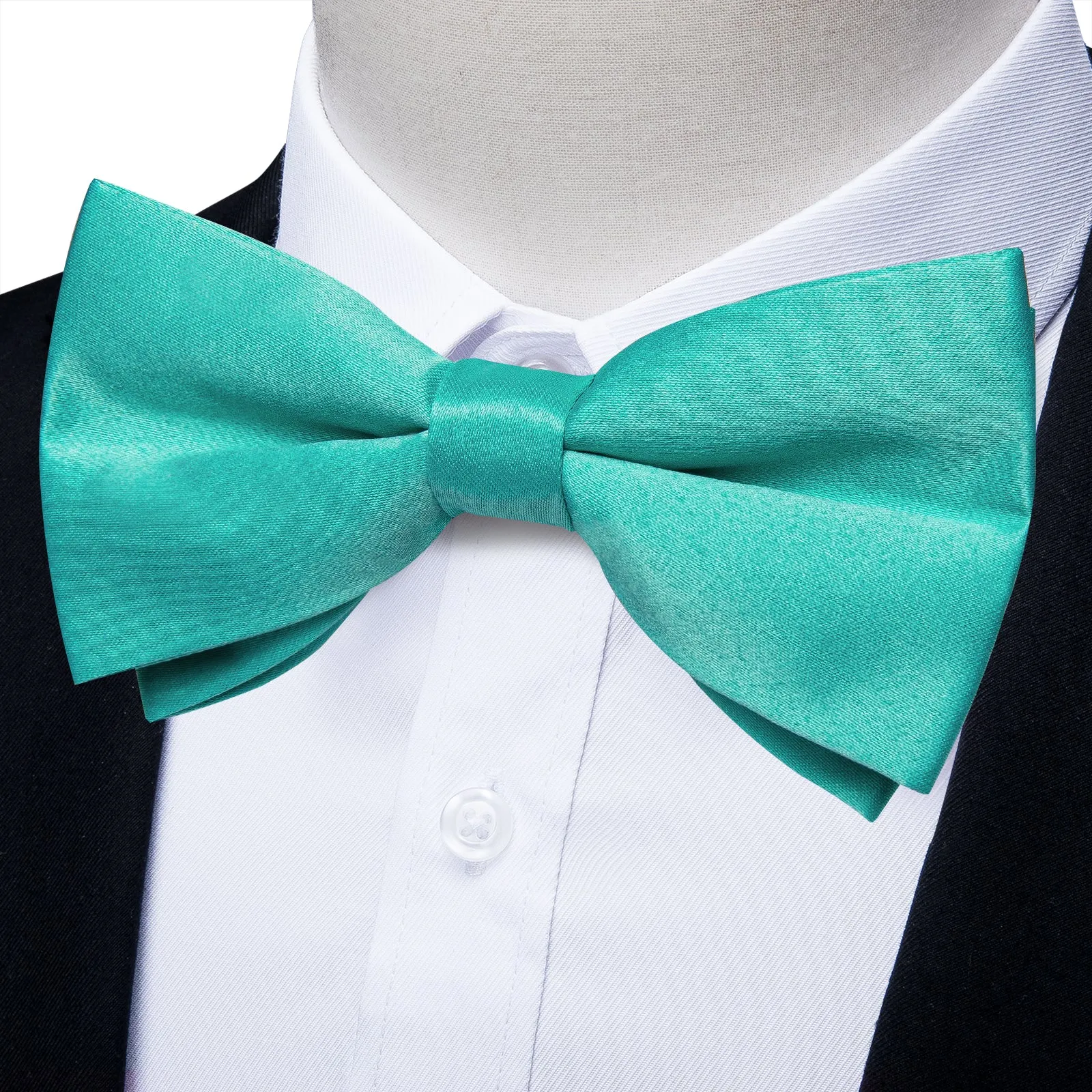 Lake Blue Solid Men's Pre-tied Bowtie Pocket Square Cufflinks Set sold by Ties2You product image thumbnail 2