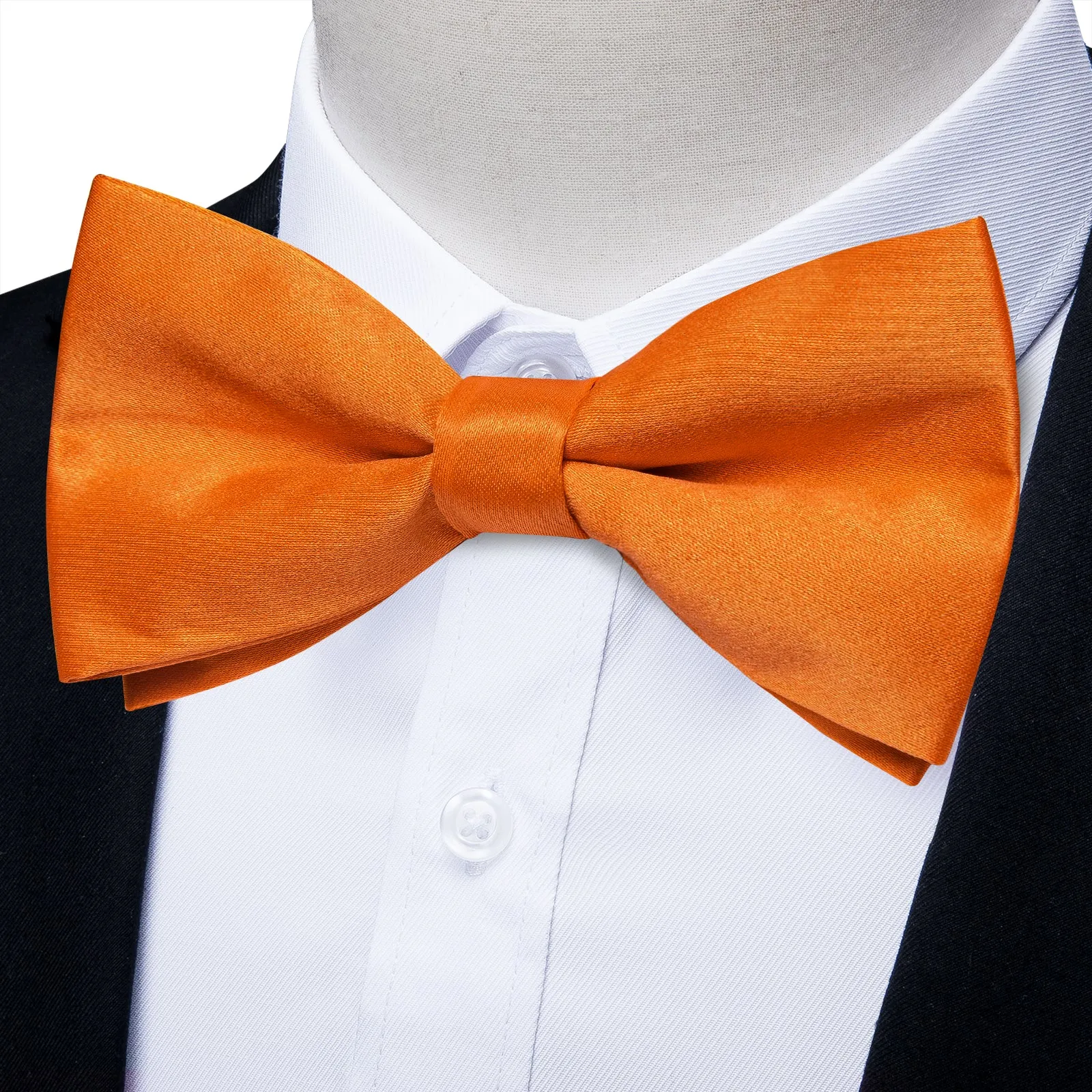 Orange Solid Men's Pre-tied Bowtie Pocket Square Cufflinks Set sold by Ties2You product image thumbnail 3