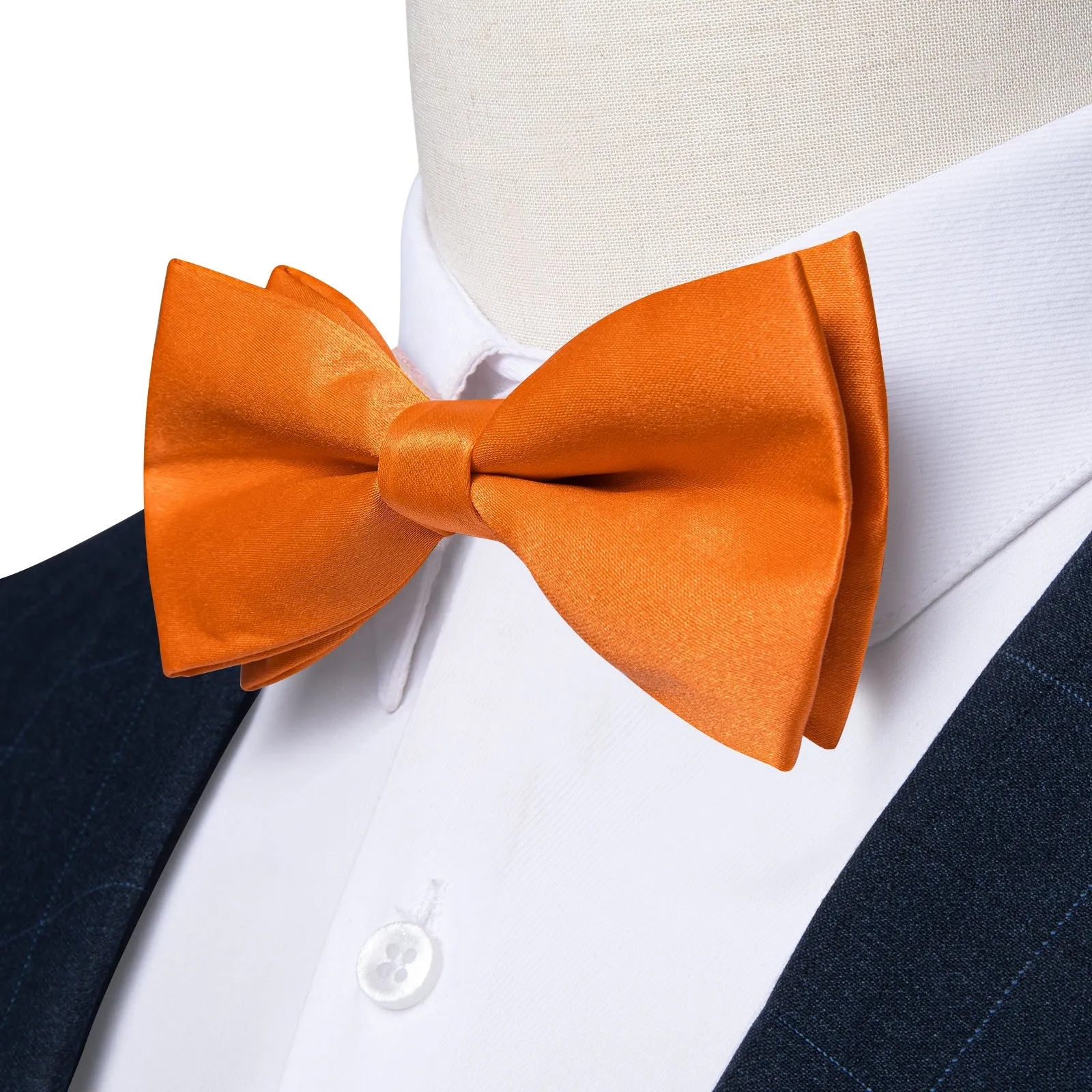 Orange Solid Men's Pre-tied Bowtie Pocket Square Cufflinks Set sold by Ties2You product image thumbnail 5