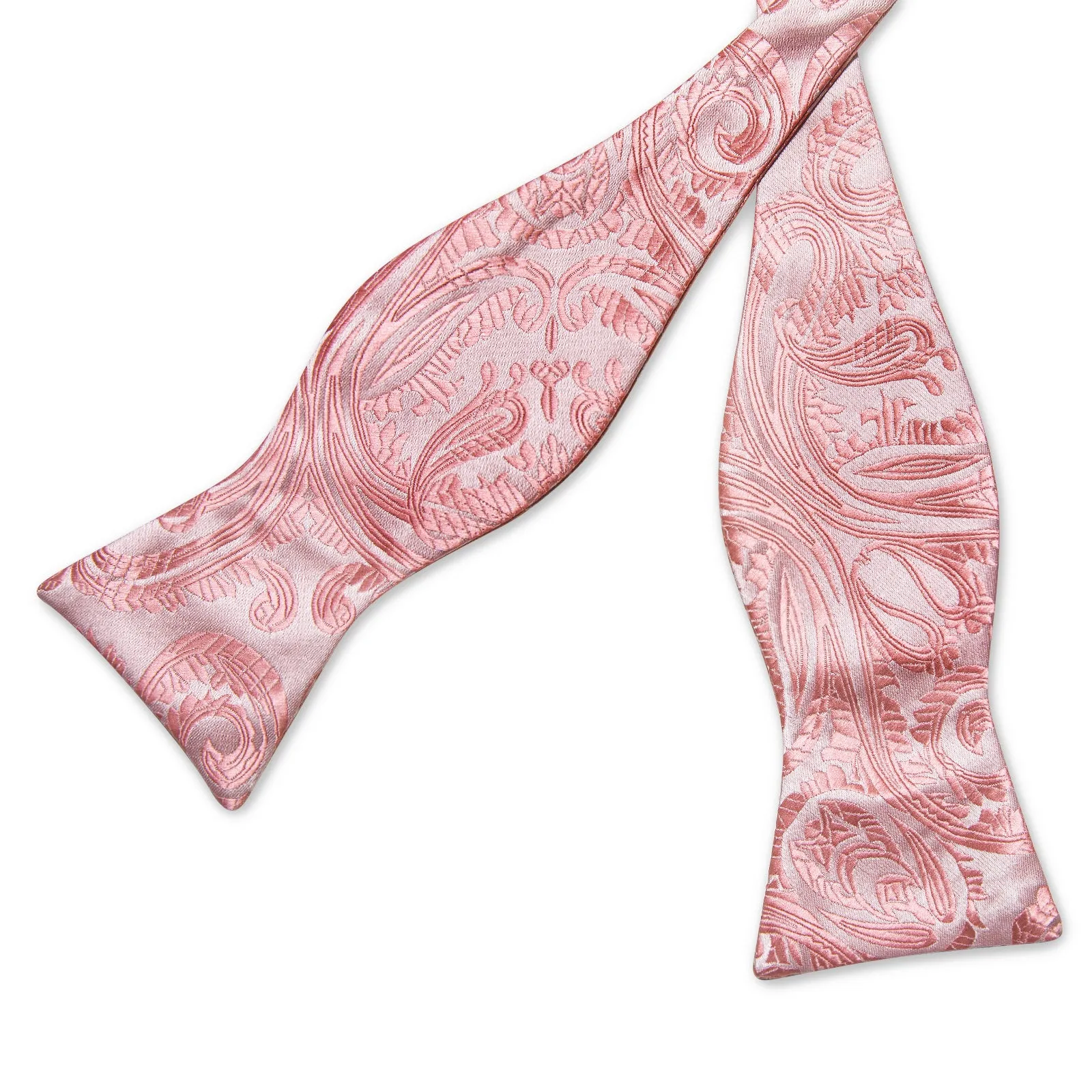 Ties2you Pink Tie Paisley Self-Tied Bow Tie Pocket Square Cufflinks Set sold by Ties2You product image thumbnail 3