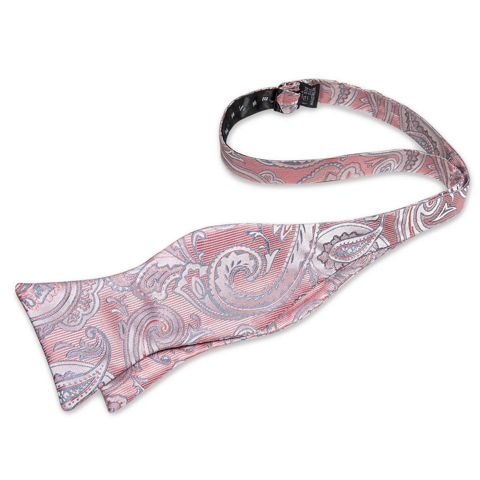 Light Pink Blue Paisley Self-tied Bow Tie Pocket Square Cufflinks Set sold by Ties2You product image thumbnail 4